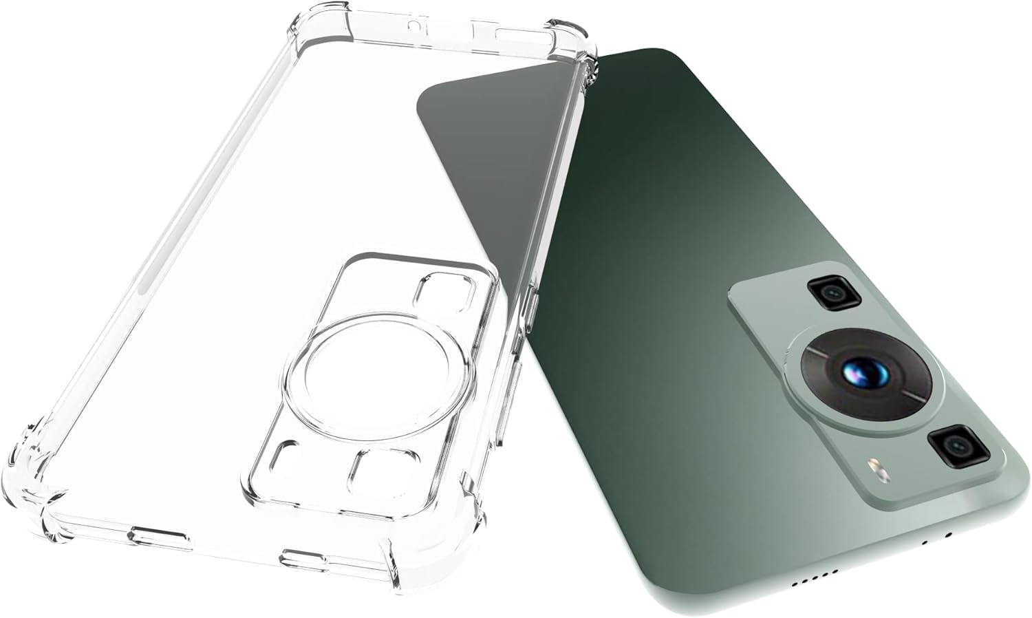 Funda para Huawei P60 Pro y Huawei P60 Transparente TPU Cuatro Esquinas Cubierta Protectora Transparente Suave