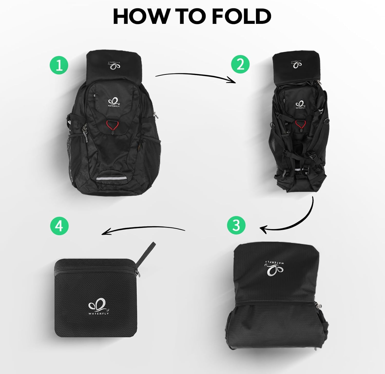 WATERFLY Mochila de senderismo ligera y plegable Mochila de viaje plegable Ultraligero Camping Day Pack para Mujer Hombre