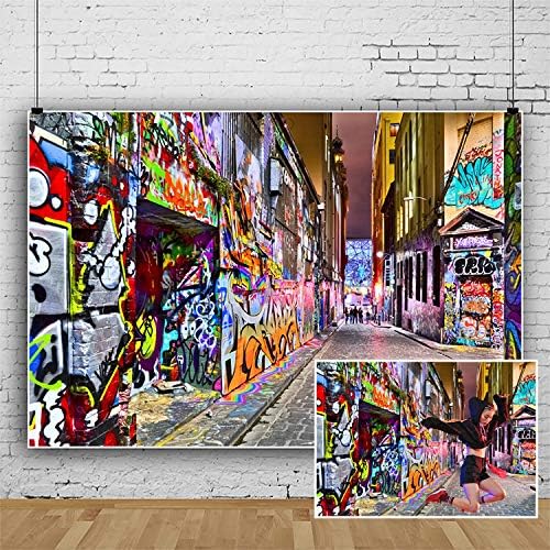 Yeele – Fondo de pared de graffiti urbano, 10 x 8 pies, diseño retro de dibujos animados de los años 80 y 90, estilo hiphop, fondo de fotografía,