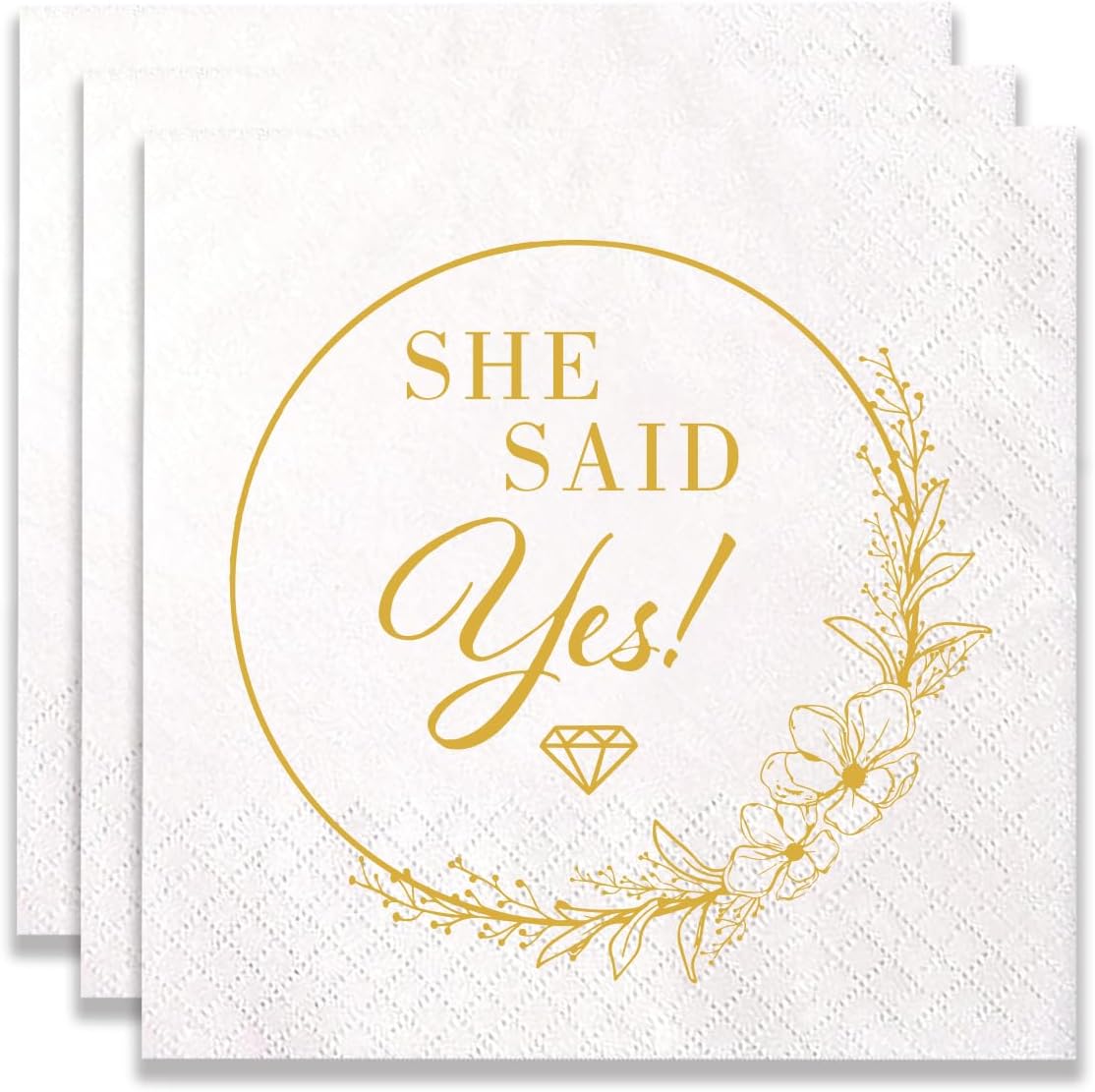 Paquete de 100 servilletas de papel desechables con texto en inglés She Said Yes para bodas, fiestas, compromisos, despedidas de soltera, fiestas,