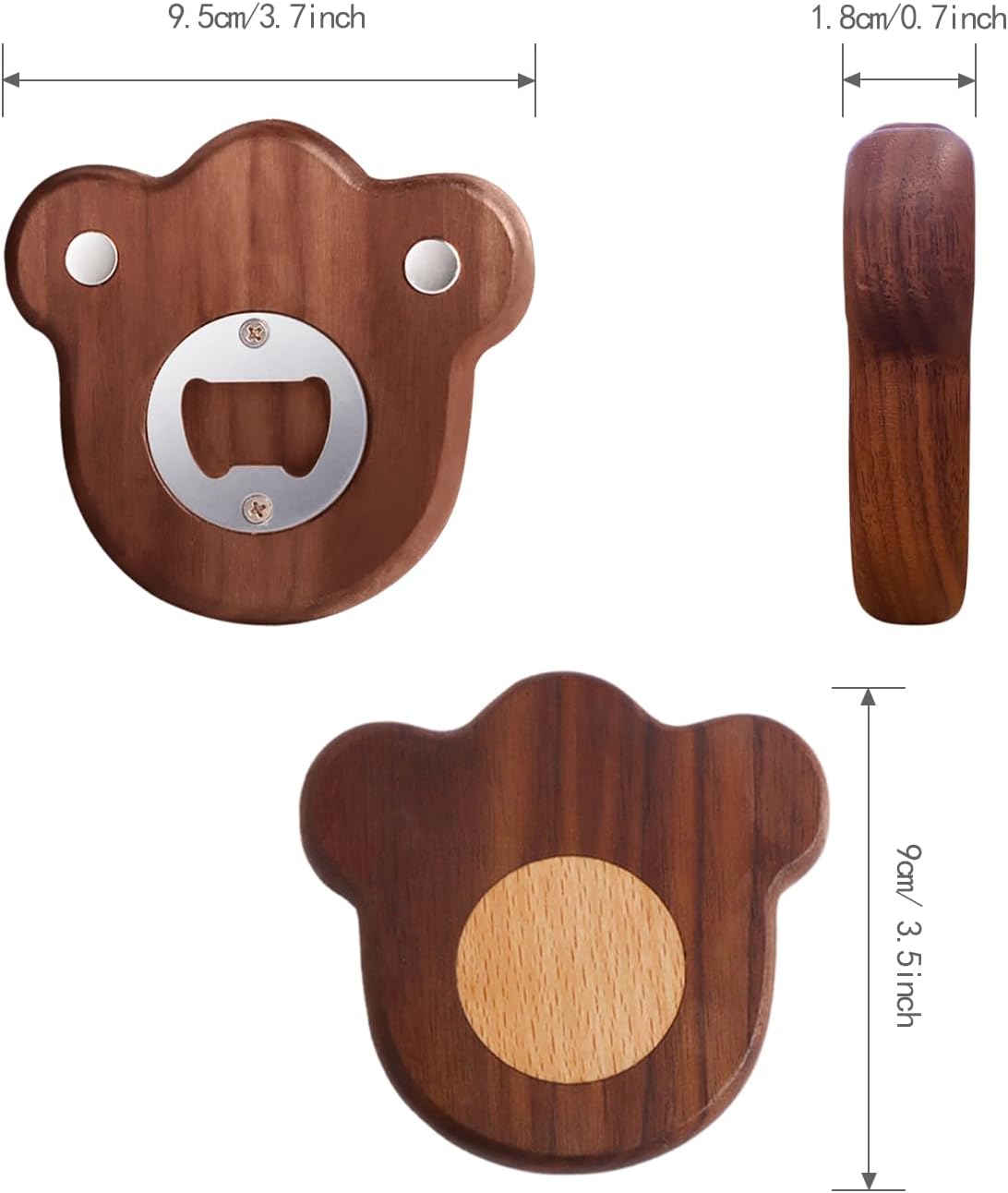 Abrebotellas de madera para cerveza, abridor magnético de botellas de madera para chupar en el refrigerador, diseño de pata de gato, lindo