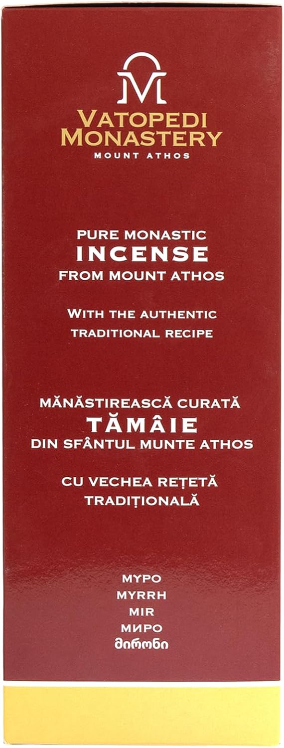 Incienso Monástico Puro del Monte Athos con la Auténtica Receta Tradicional 10 x 3.53 oz (Mirra)
