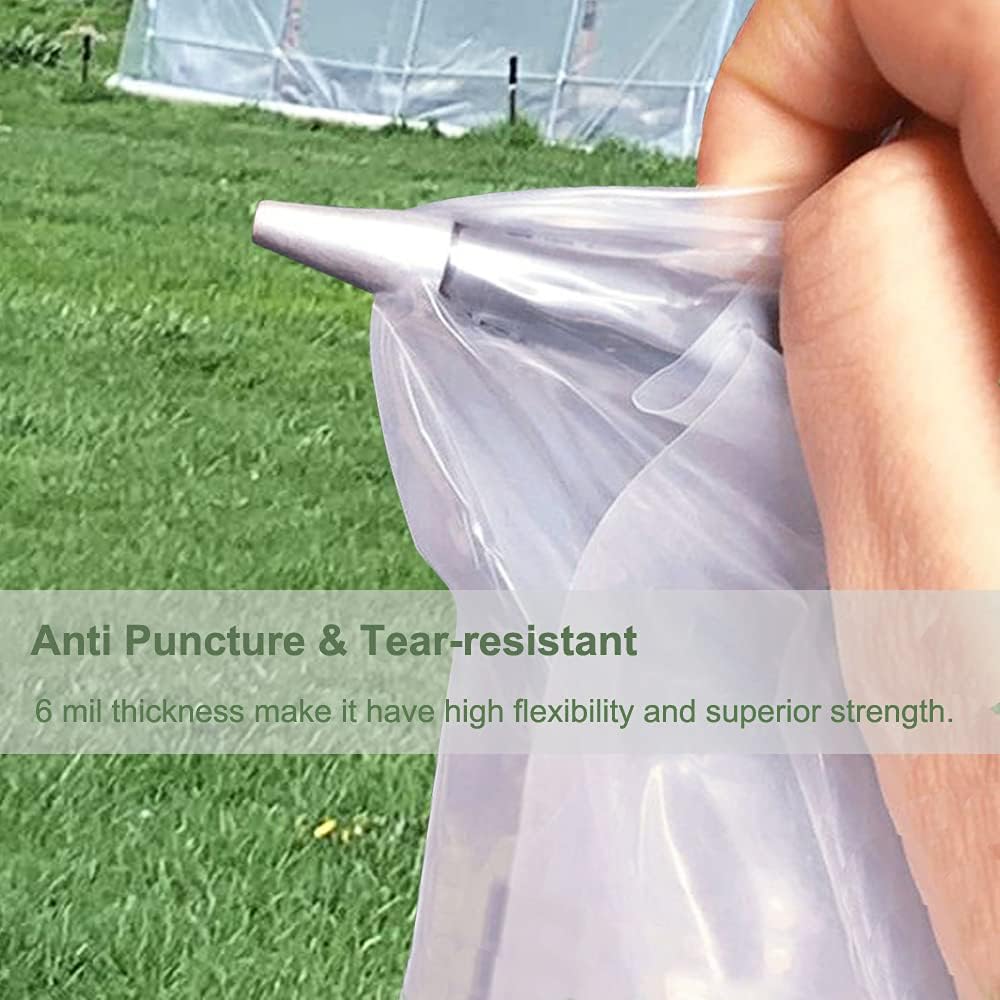 Yowlieu Lámina de plástico transparente para invernaderos de 12 x 25 pies, 6 mil, resistente a los rayos UV, cubierta de plástico para invernaderos,