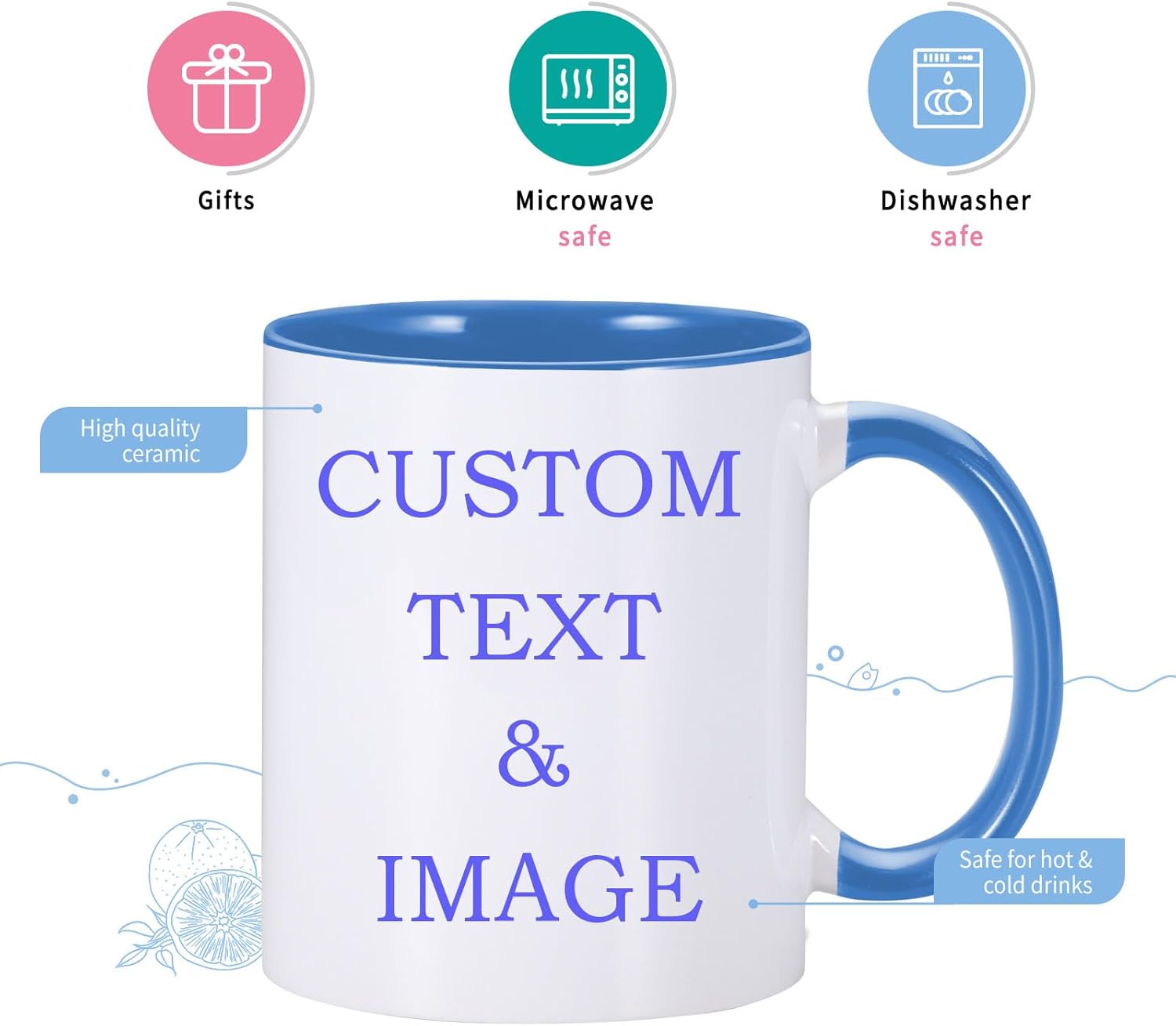 Taza de café personalizada, taza de cerámica personalizada con texto fotográfico y logotipo, taza de té personalizada de 11 onzas para hombres y