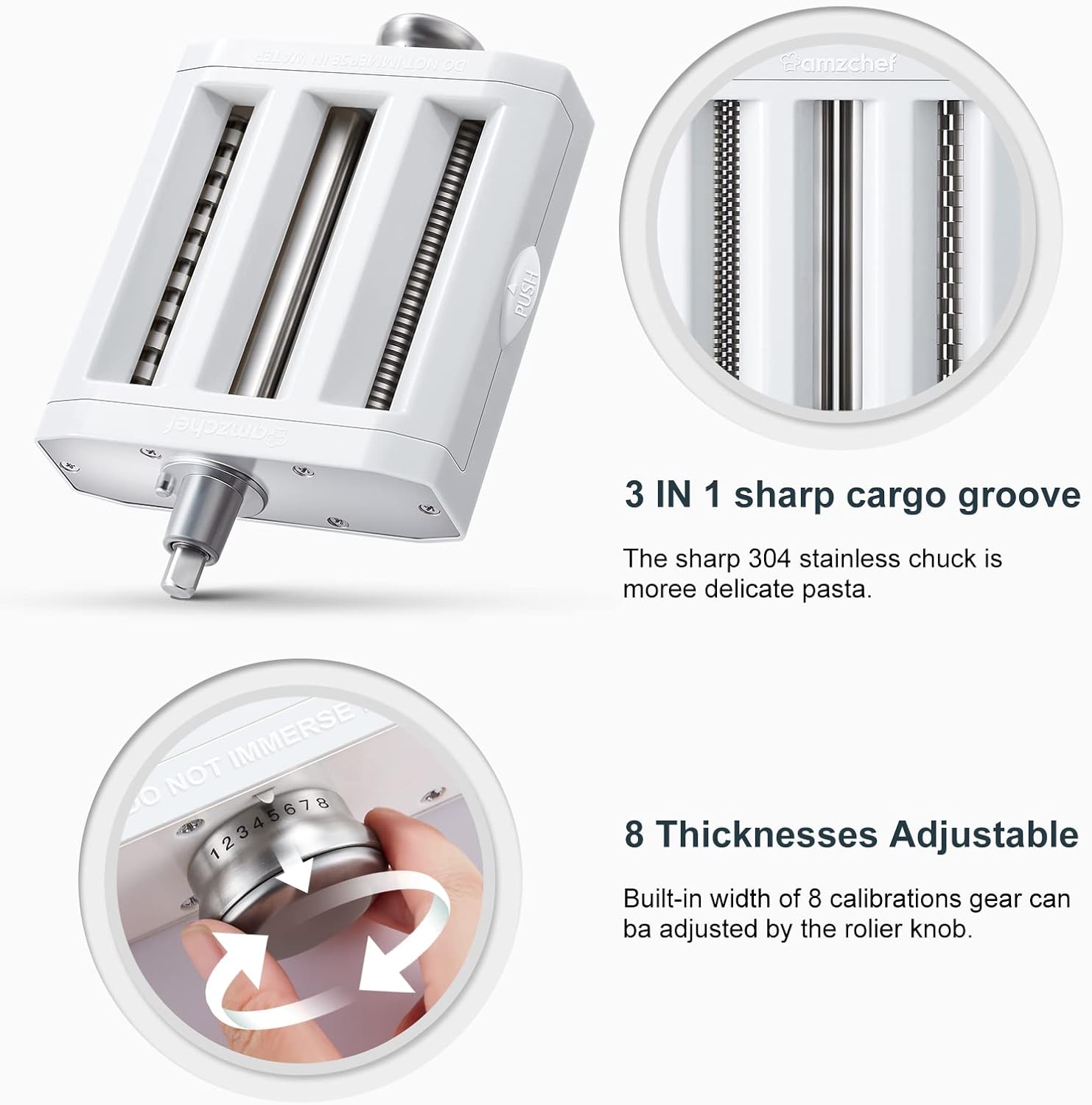 AMZCHEF – Accesorio para máquina de pasta para mezcladores Kitchenaid con estante de secado de pasta, juego 3 en 1 de accesorios para hacer pasta,