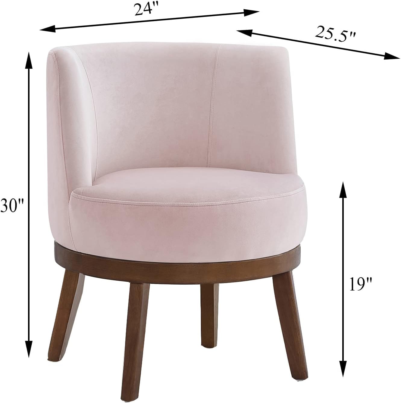 24KF Silla moderna giratoria de 360 grados, cómoda silla redonda de terciopelo para sala de estar, sillón esquinero para guardería, 7018S-rosa