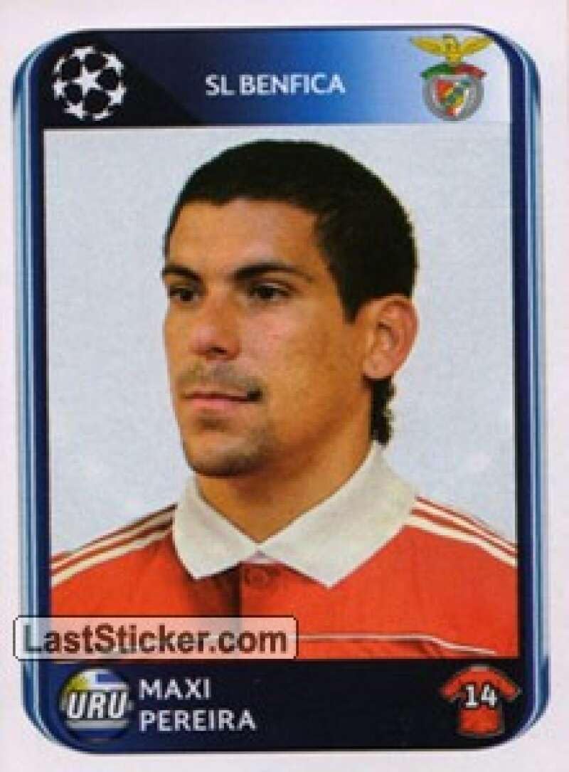 2010-11 Panini UEFA Champions League Sticker #95 Maxi Pereira SL Benfica Official Soccer Sticker in Raw (NM or Better) Condition