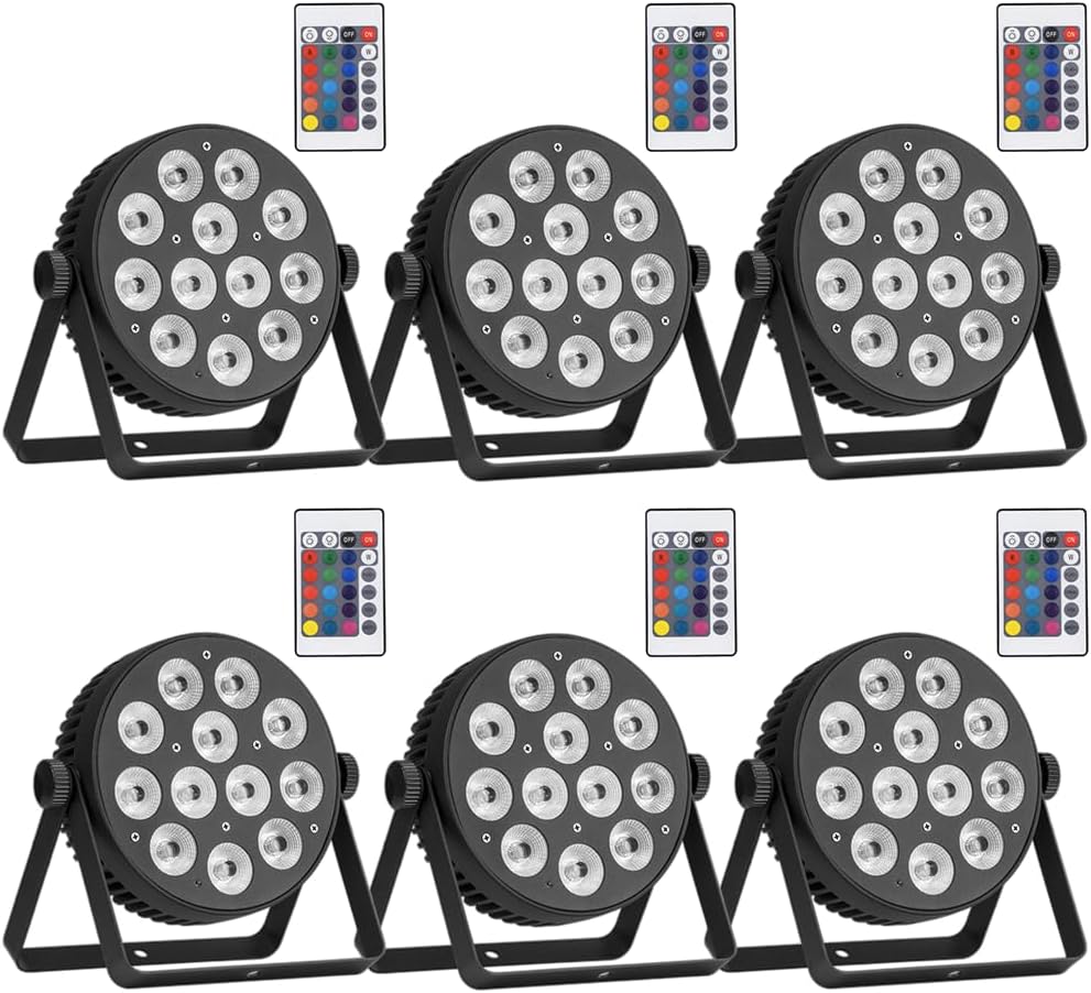DJ SlimPAR RGBW LED Par puede lavar la luz DMX luces de escenario activadas por sonido sin ventilador para eventos, fiesta, paquete de 6
