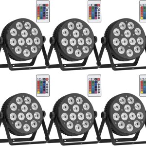 DJ SlimPAR RGBW LED Par puede lavar la luz DMX luces de escenario activadas por sonido sin ventilador para eventos, fiesta, paquete de 6 DJ SlimPAR RGBW LED Par puede lavar la luz DMX luces de escenario activadas por sonido sin ventilador para eventos, fiesta, paquete de 6