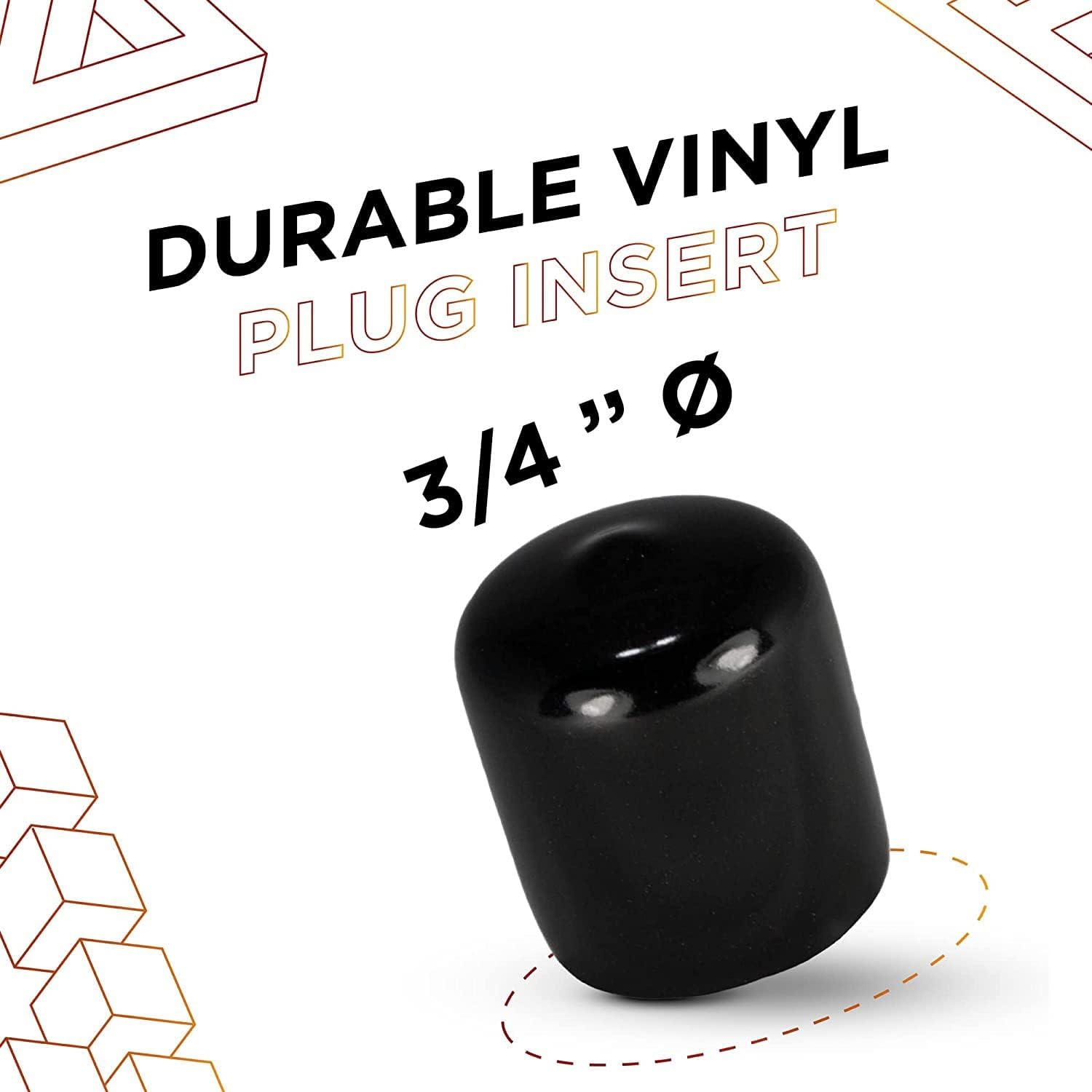 Prescott Plastics – Tapones redondos de goma de 34 pulgadas (0.750 in), tapa de extremo de vinilo, tapas de goma negras para tubos de metal, vallas,