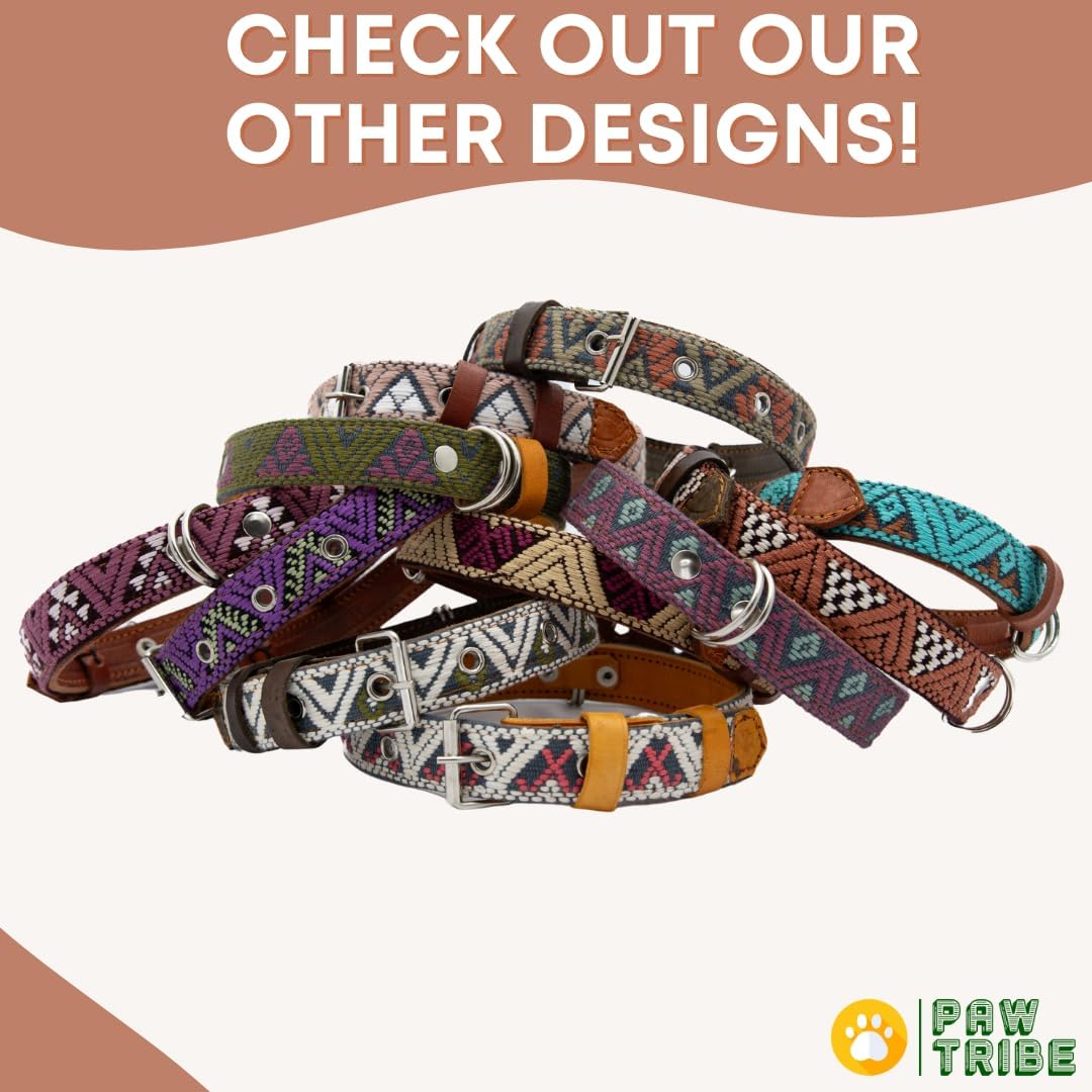 Collar occidental para perros, diseño bordado de cuero para perros pequeños, medianos y grandes, diseño azteca del suroeste para perros machos y