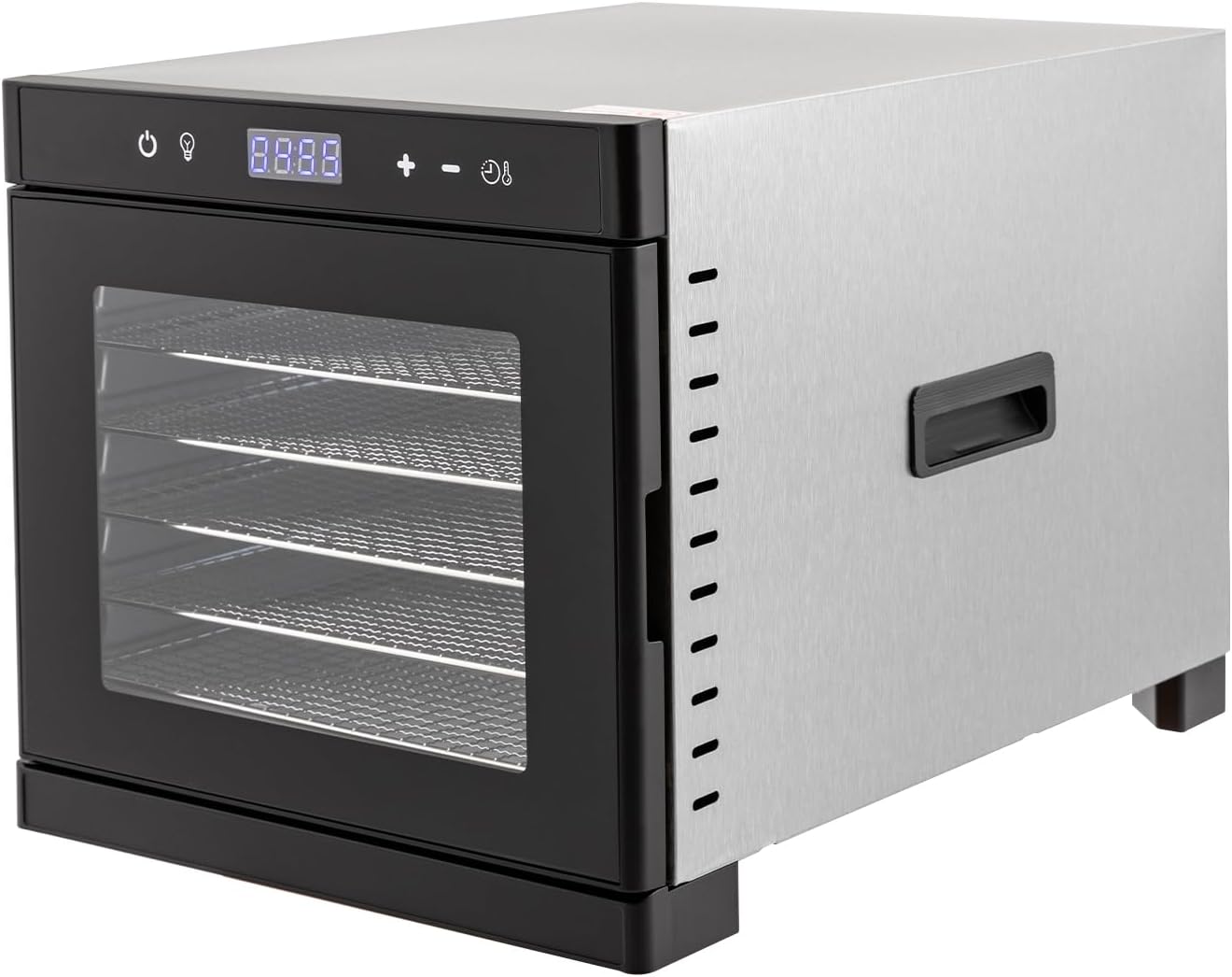 Máquina deshidratadora de alimentos para alimentos y cecina, temporizador digital ajustable de 24 horas, control de temperatura, capacidad de 6
