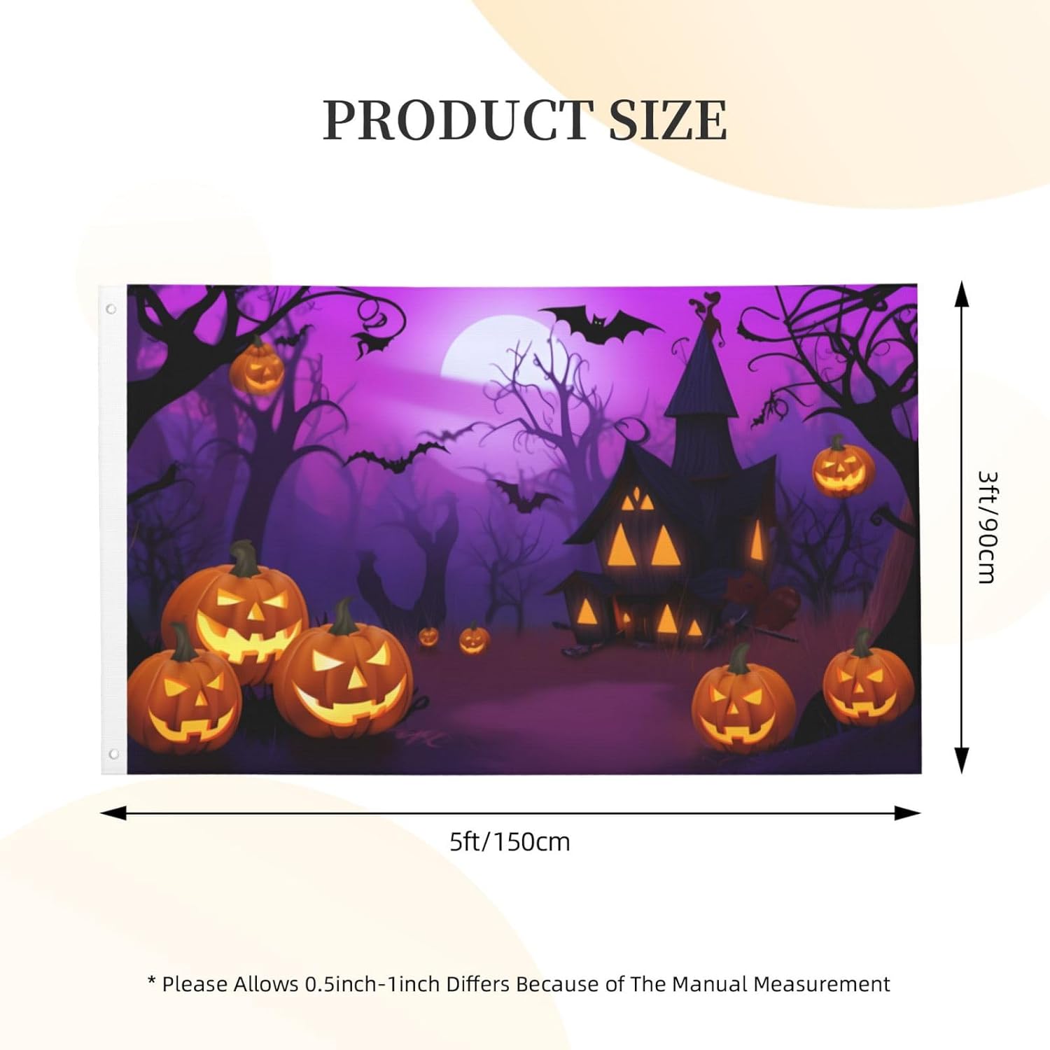 Bandera de calabaza de Halloween, impresión de doble cara, pancarta de poliéster de 3 x 5 pies con ojales, banderas de jardín y casa, decoración