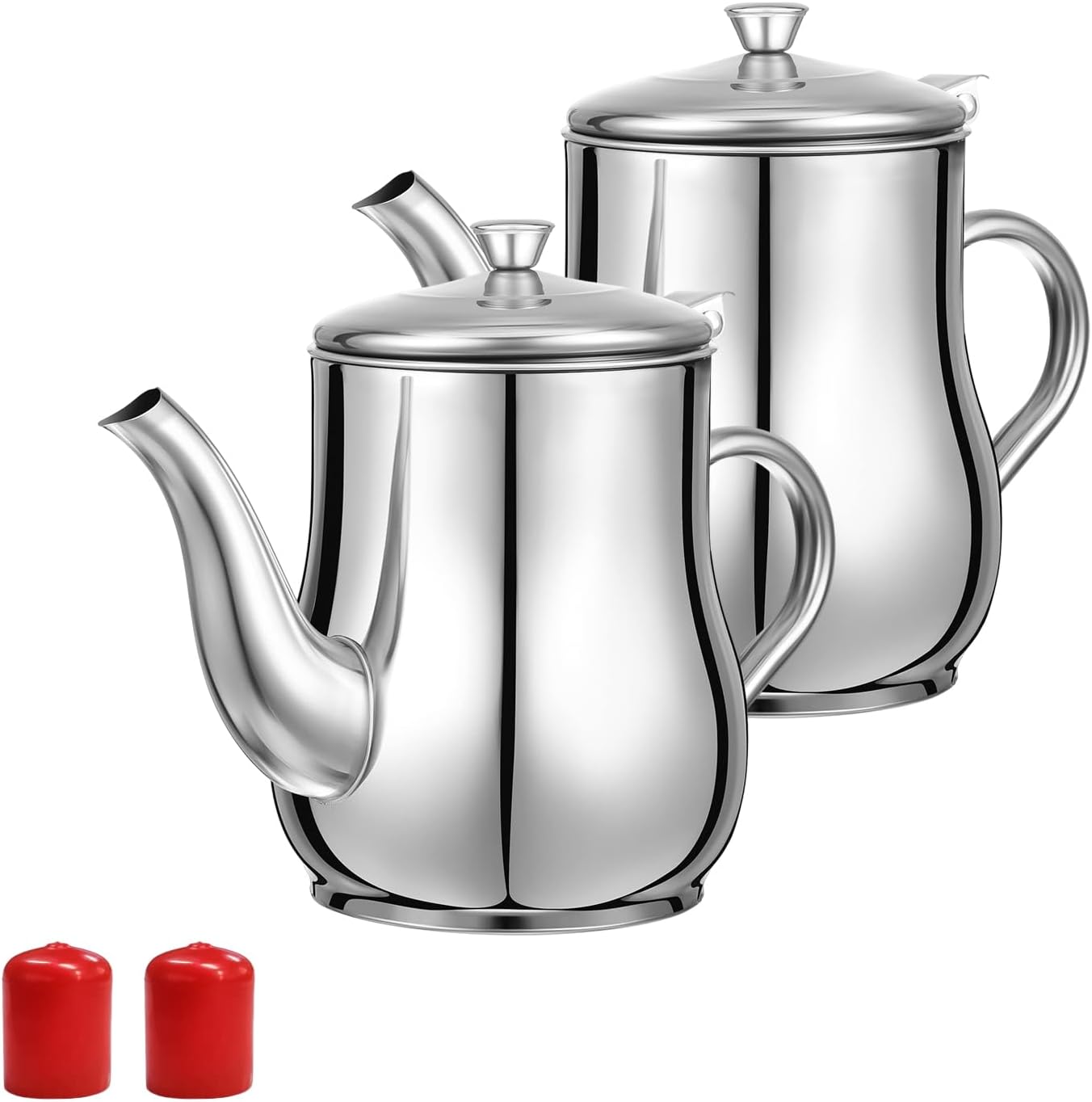 2 coladores de aceite para freidora de 24 onzas para cocina, olla de filtro de aceite de acero inoxidable con filtro de malla fina, tapa a prueba de