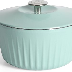 Martha Stewart Eastholm – Horno holandés de hierro fundido esmaltado de 3 cuartos de galón, color azul Martha Martha Stewart Eastholm – Horno holandés de hierro fundido esmaltado de 3 cuartos de galón, color azul Martha