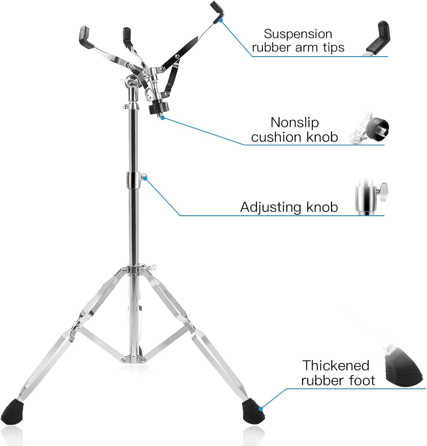Soporte de batería con soporte para baquetas, soporte de tambor de práctica ajustable para almohadilla de tambor de 10 a 14 pulgadas, altura