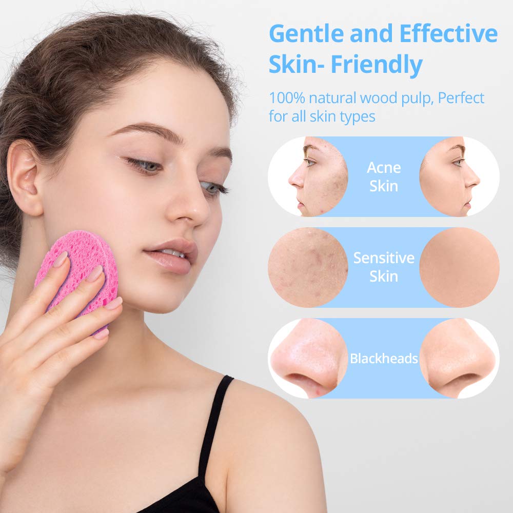 Esponjas de limpieza facial natural 20 esponjas faciales comprimidas de celulosa, reutilizables, suaves, cosméticos, para eliminar maquillaje