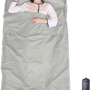 EXERMIL Forro para saco de dormir 100% algodón con cremalleras completas, saco de dormir grande de 87 x 43 pulgadas para adultos para viajes y EXERMIL Forro para saco de dormir 100% algodón con cremalleras completas, saco de dormir grande de 87 x 43 pulgadas para adultos para viajes y