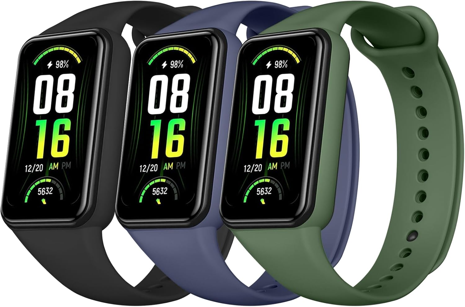 Amzpas Bandas de TPU para Amazfit Band 7 Fitness & Health Tracker, paquete de 3 pulseras suaves y transpirables, correa deportiva de repuesto