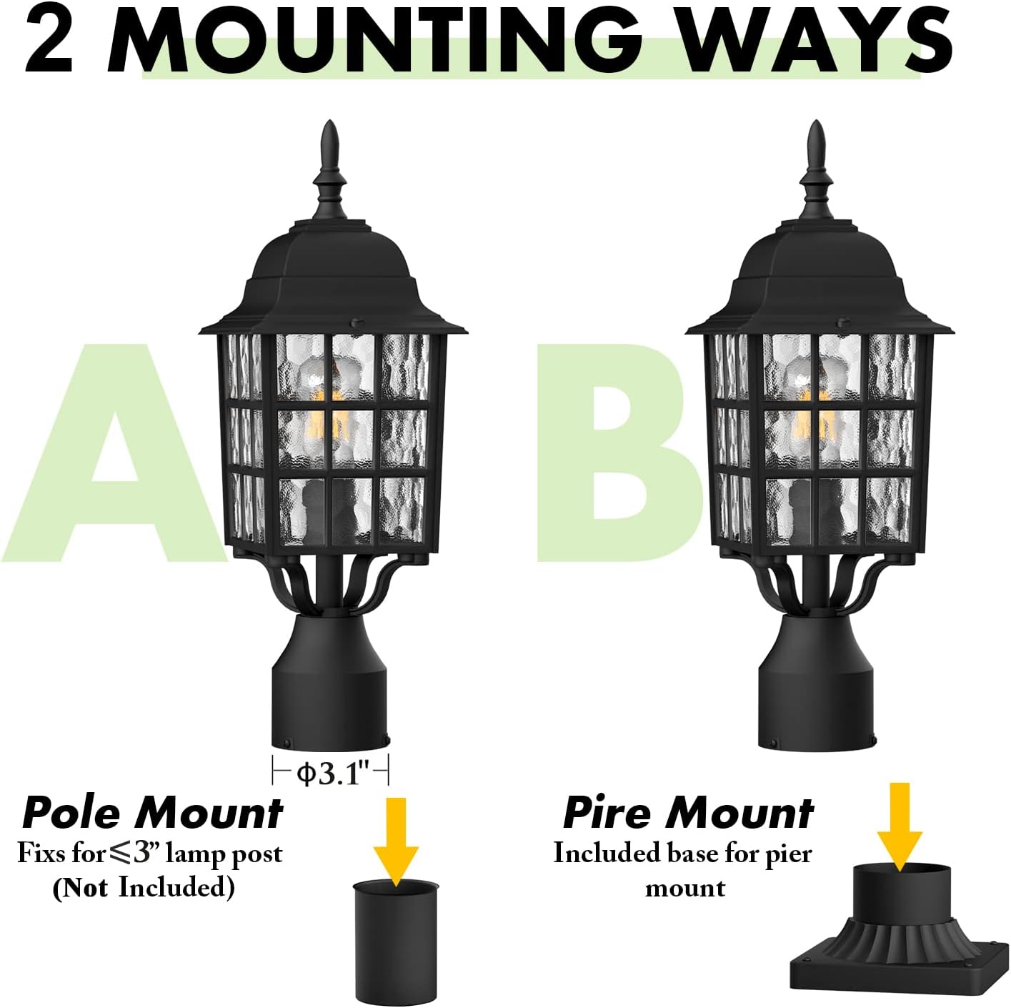 Paquete de 2 luces de poste al aire libre del anochecer al amanecer, lámpara exterior, apliques de pared al aire libre, iluminación de pared al aire