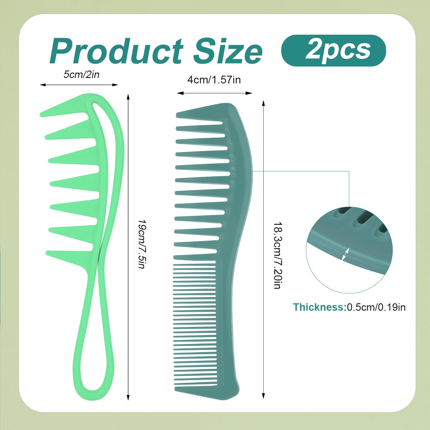 2 peines de dientes anchos, peine desenredante de 2 caras, dientes anchos y finos para mujeres y hombres, peine de dientes grandesgrandes,