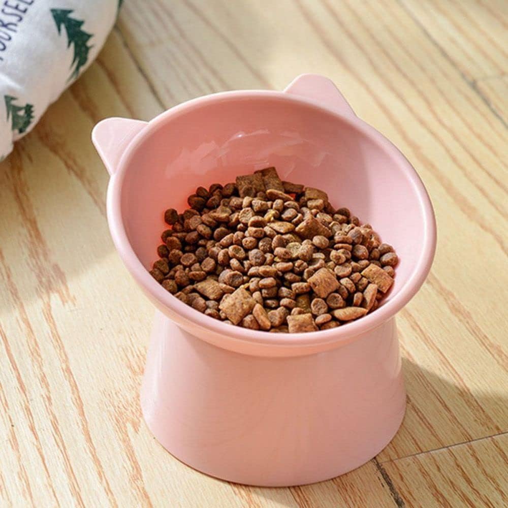 Cuencos de soporte antivuelco para gatos, cuencos de pie para cachorros, cuencos elevados para gatos y perros, tazones elevados para perros (rosa)
