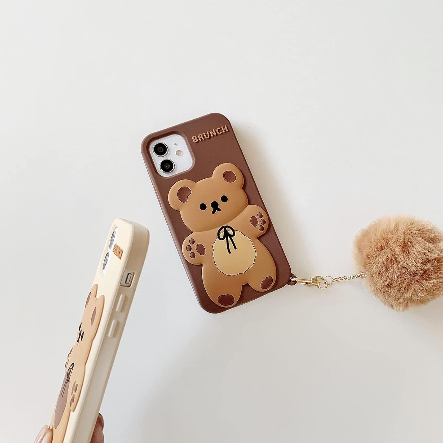 SGVAHY Funda de teléfono para iPhone 13, bonita funda para iPhone, funda de teléfono creativa con llavero de dibujos animados para iPhone, funda de