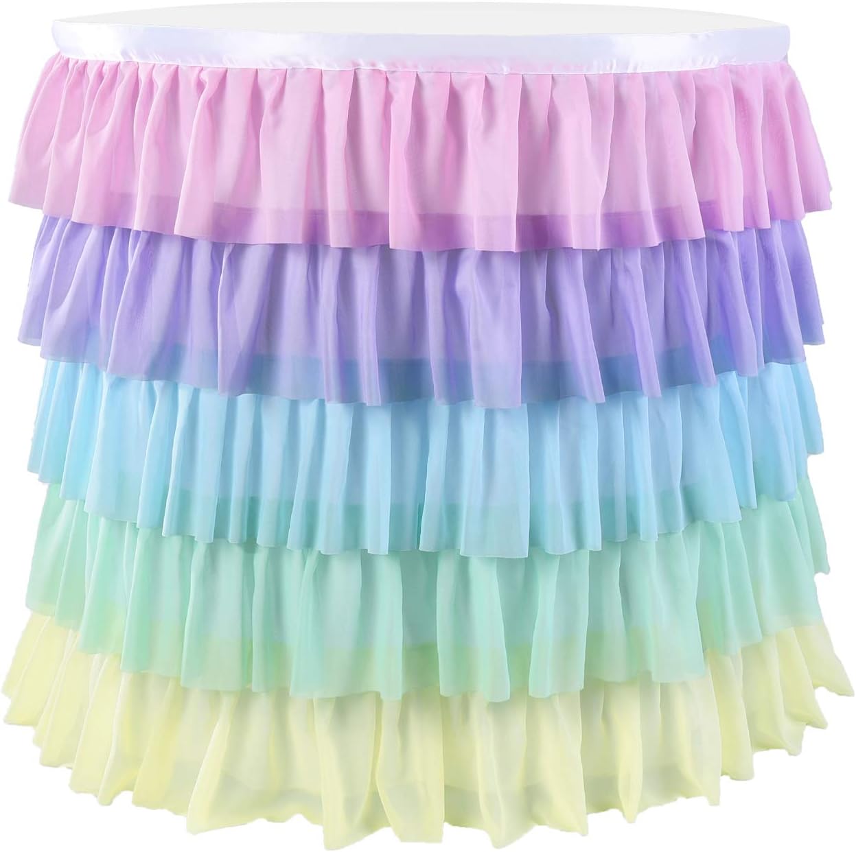 Falda de mesa tutú de unicornio arcoíris de 9 pies para mesas redondas rectangulares, mantel de gasa para decoración de fiesta de cumpleaños de