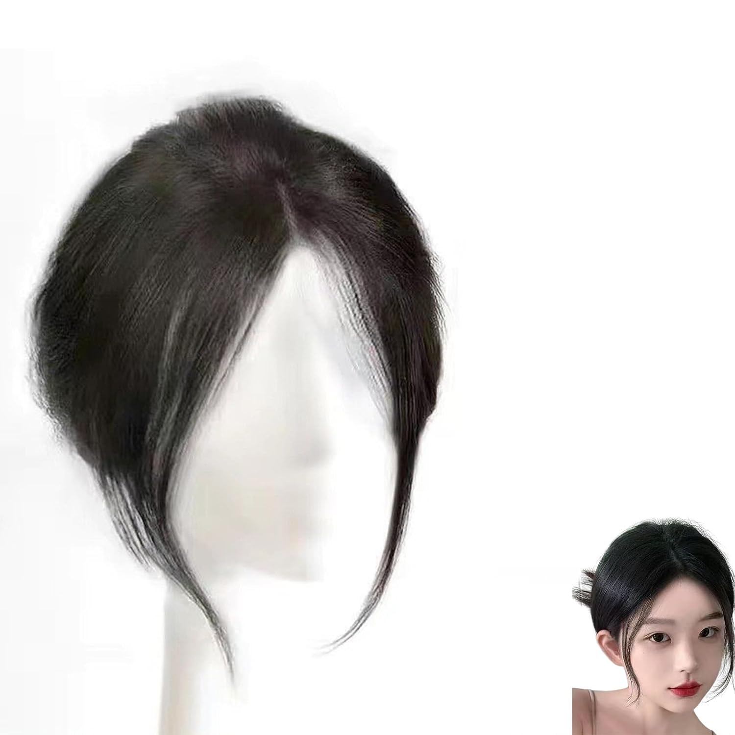 Flequillo parcial, pieza de cabello humano tejida a mano, piezas de cabello con clip en pelucas de cabello para mujeres adelgazamiento Hai (talla