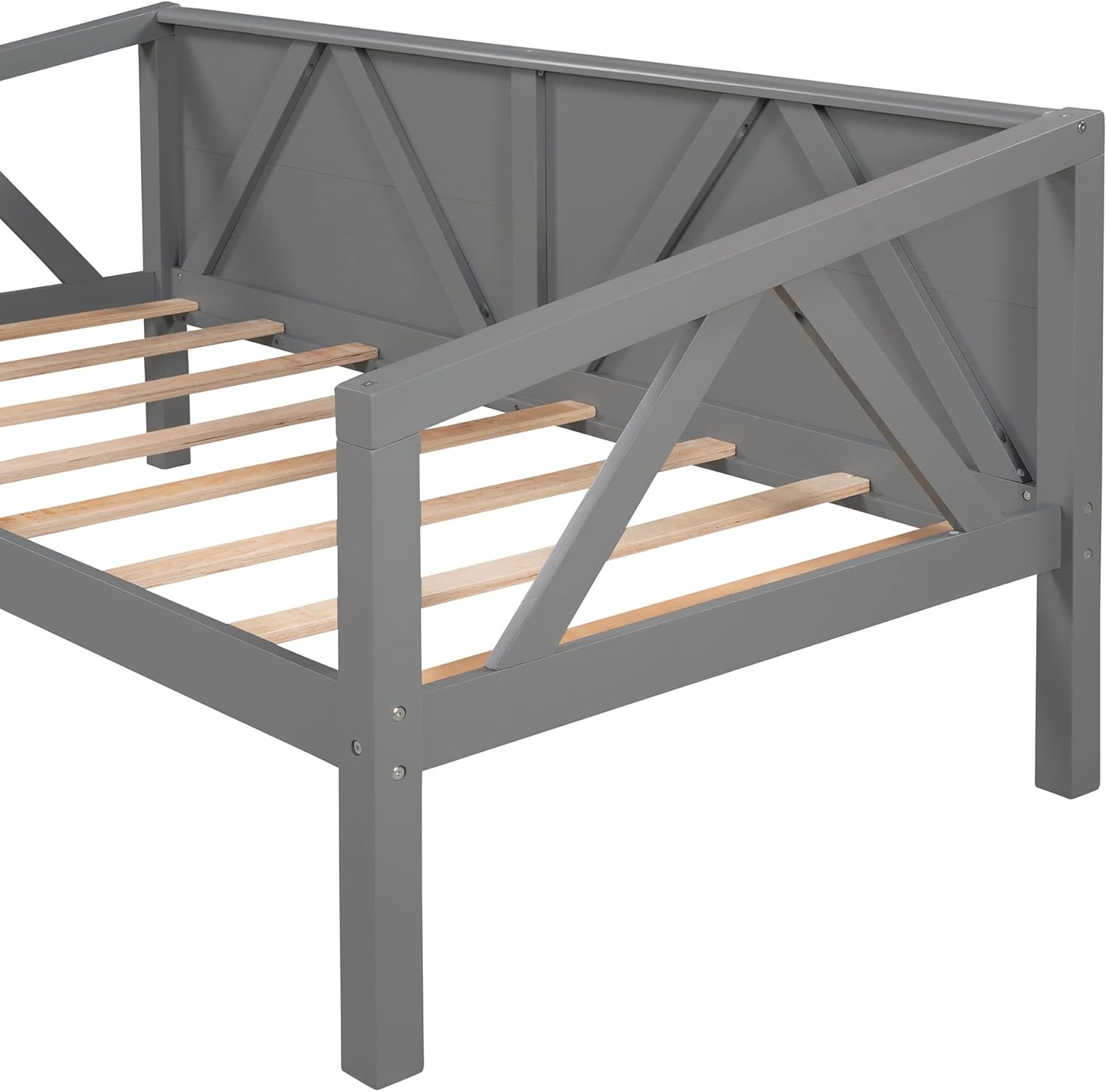SOFTSEA Marco simple de sofá cama individual, plataforma de madera con soporte de listones de madera y forma de triángulo, sofá cama resistente para