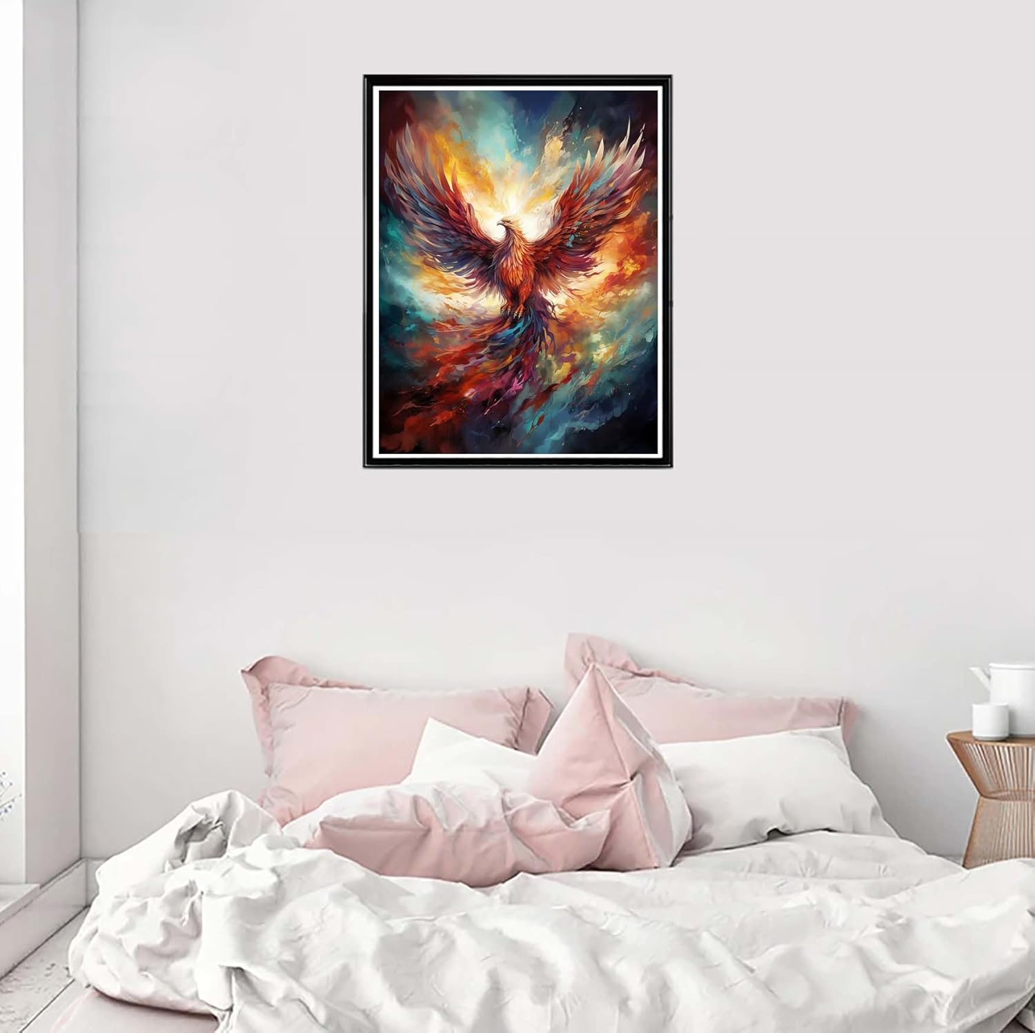 Cuneai – Kit de pintura de diamante 5D Phoenix  Taladro redondo por números, manualidades de pájaros, bordado de cristal para decoración de pared