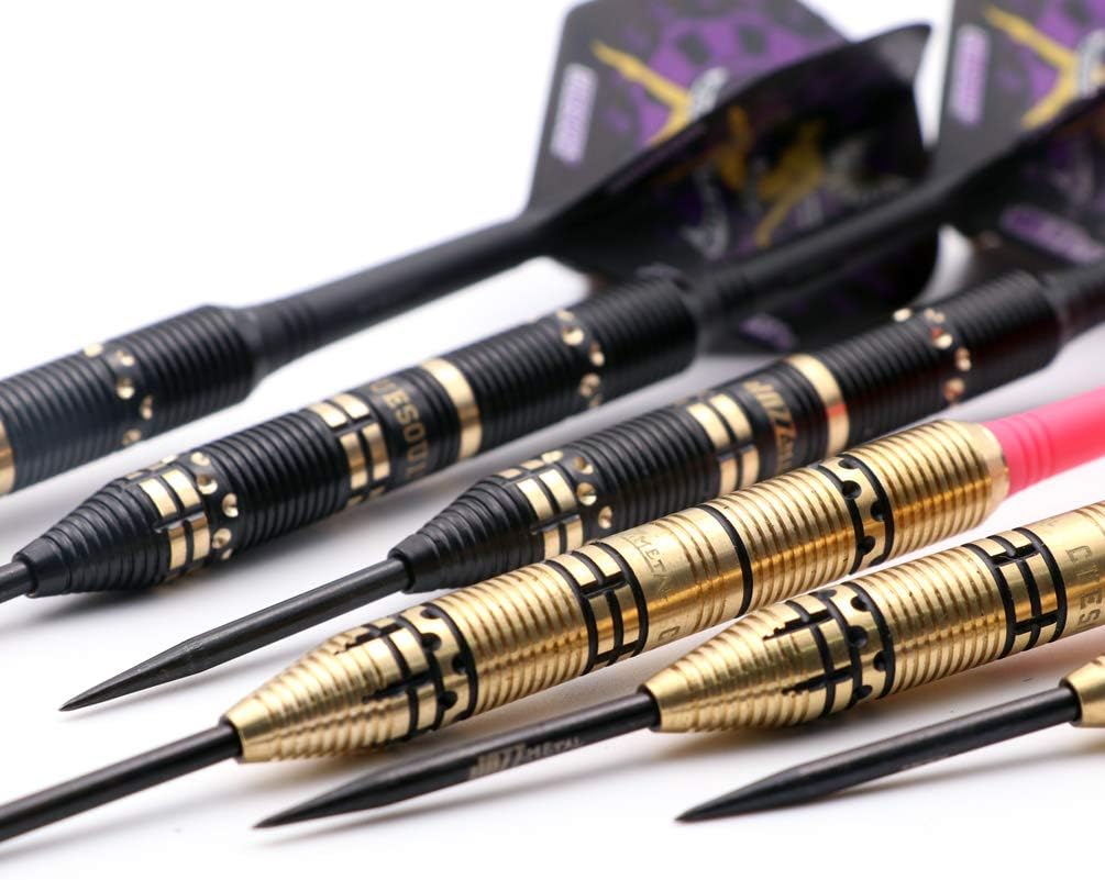 CUESOUL Jazz-Metal – Juego de dardos de punta de acero de lujo, 0.74 oz0.85 oz0.92 oz con vuelos integrados AK5