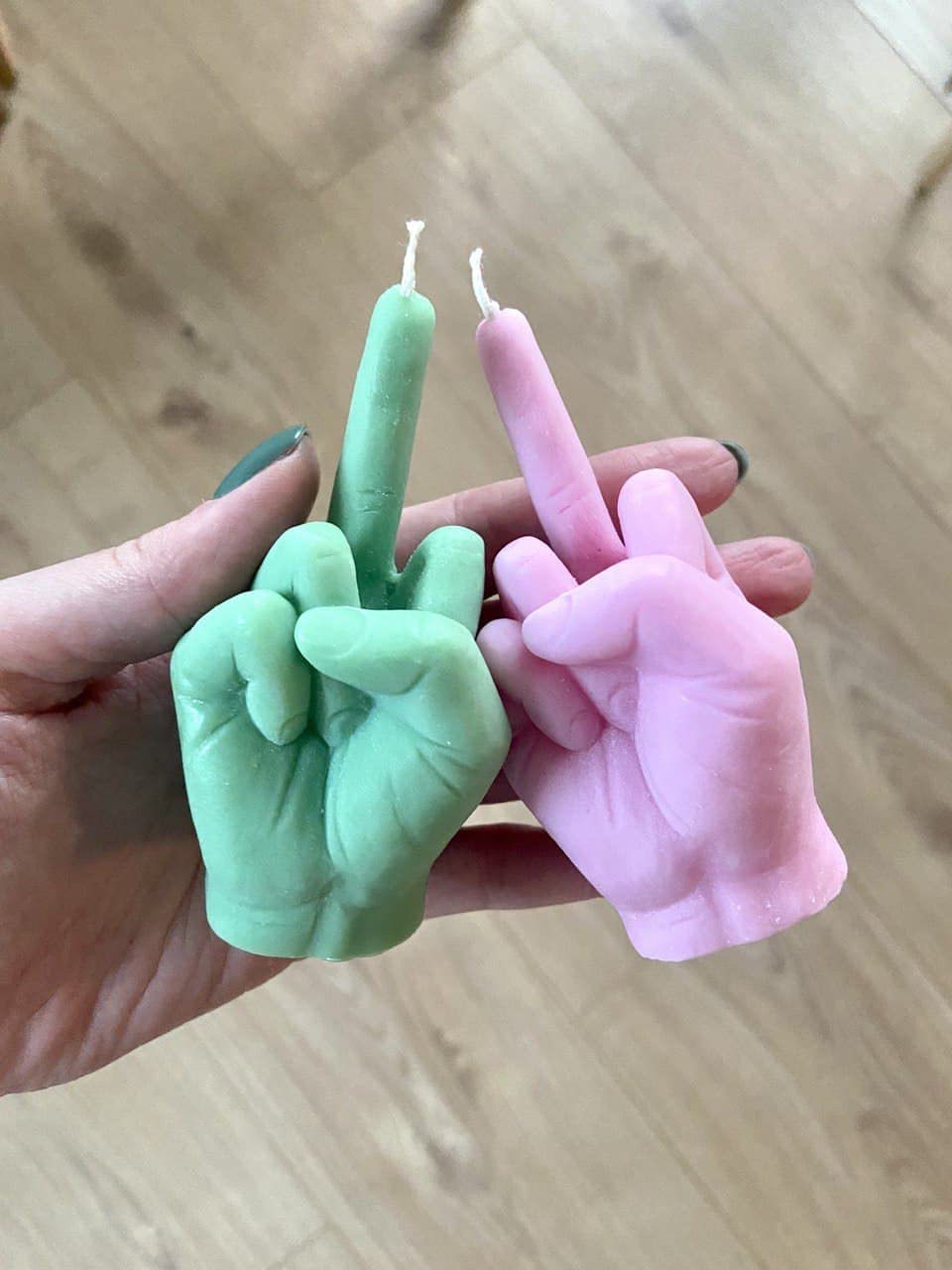 Middle Finger Candle, Homemade soy candle, Hand Fuck Candle, Teen Room Decor Candle, Funny Aeshetic Candle, Hippie Candle (Light Blue, GREEN TEA)