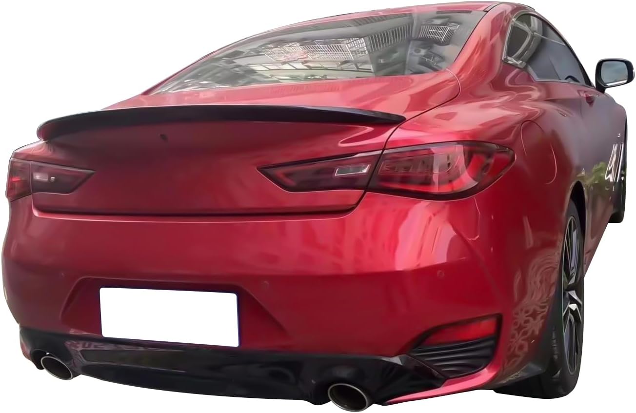 IKON MOTORSPORTS, Alerón de maletero compatible con Infiniti Q60 2017-2022, plástico ABS negro brillante estilo X High Kick Duckbill alerón de tapa