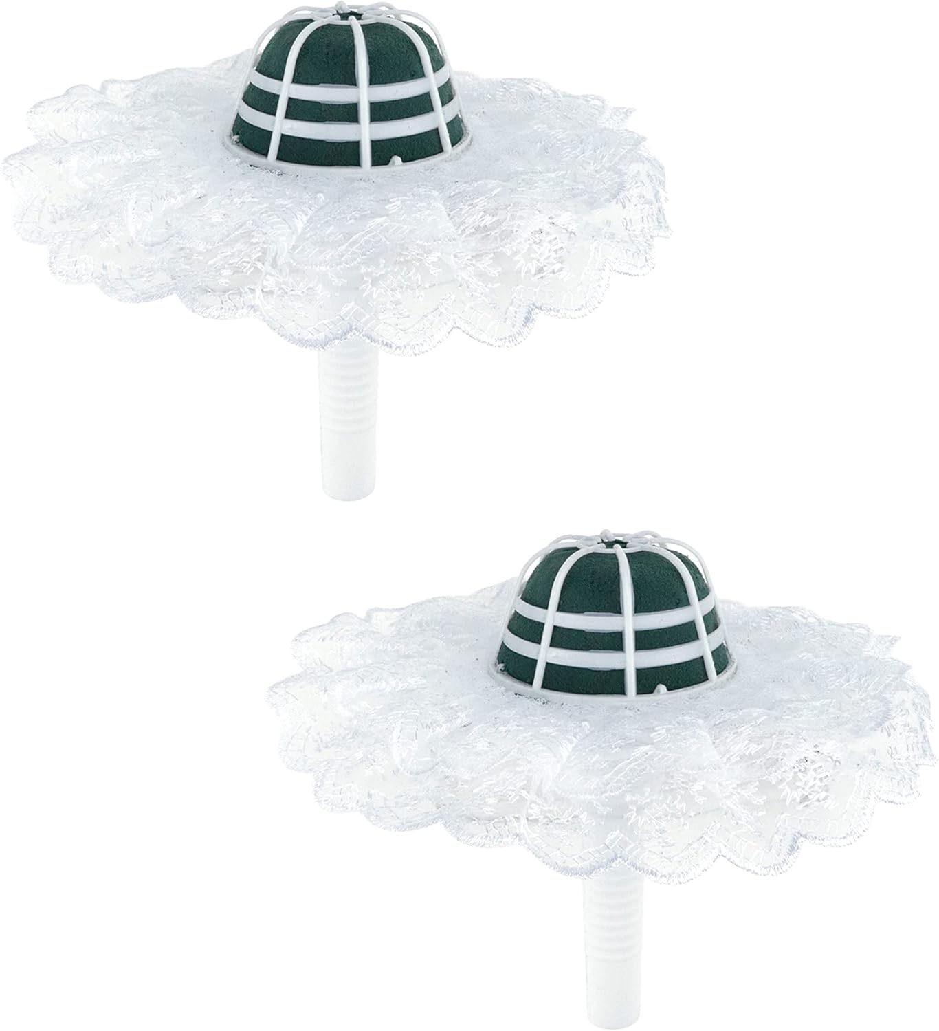2 juegos de soportes para ramo de boda con collares de ramo de encaje blanco, soporte de espuma de resina para ramo de ramo de ramo de novia para