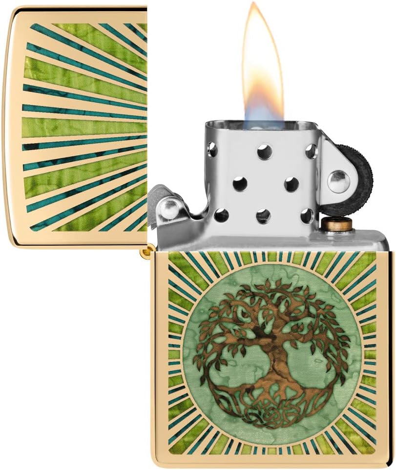 Zippo Mechero de latón envejecido árbol de la vida eterna