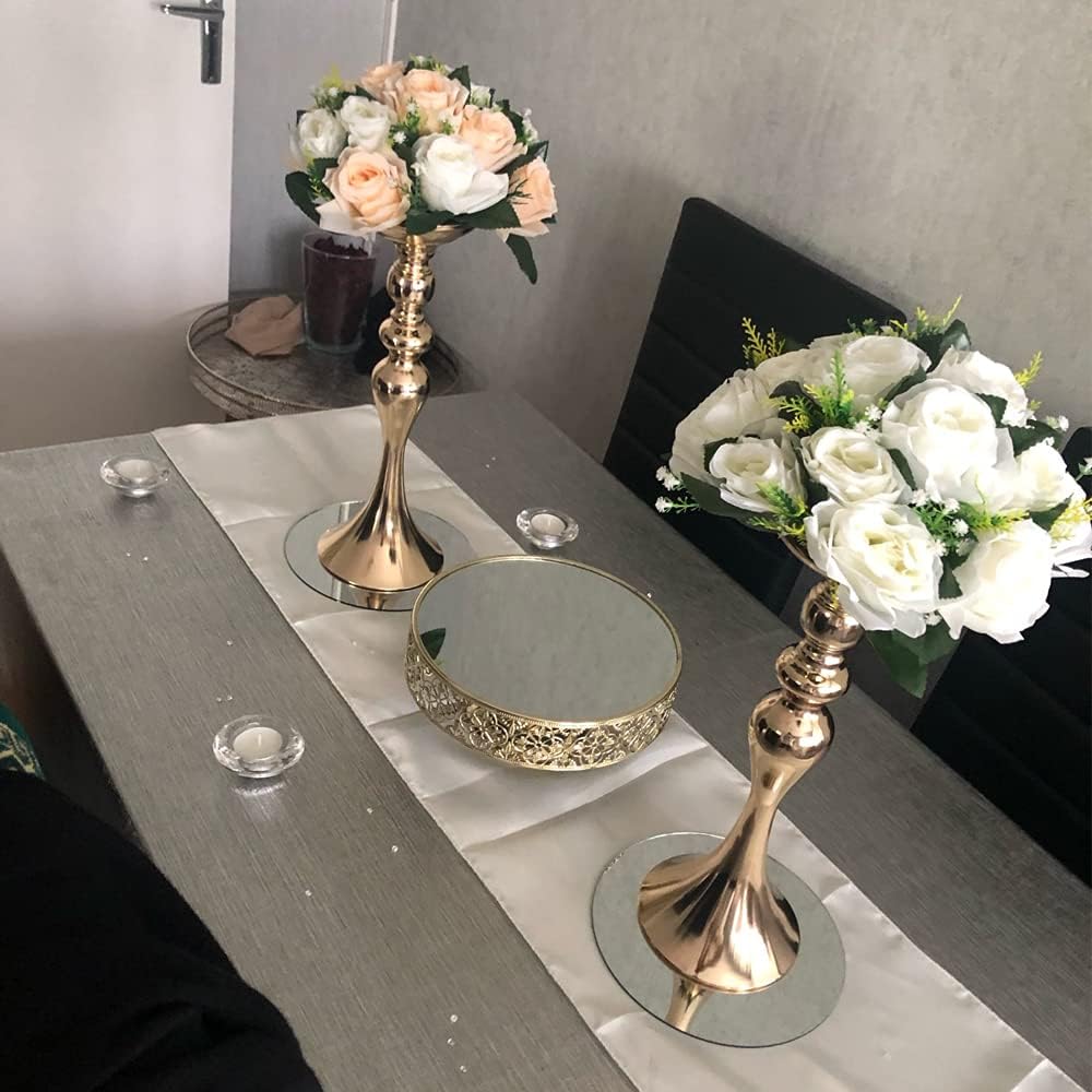 Bandejas de espejo para mesa, centros de mesa de boda, decoración de espejo acrílico, bandejas para velas, juego de 6 bandejas redondas de 8