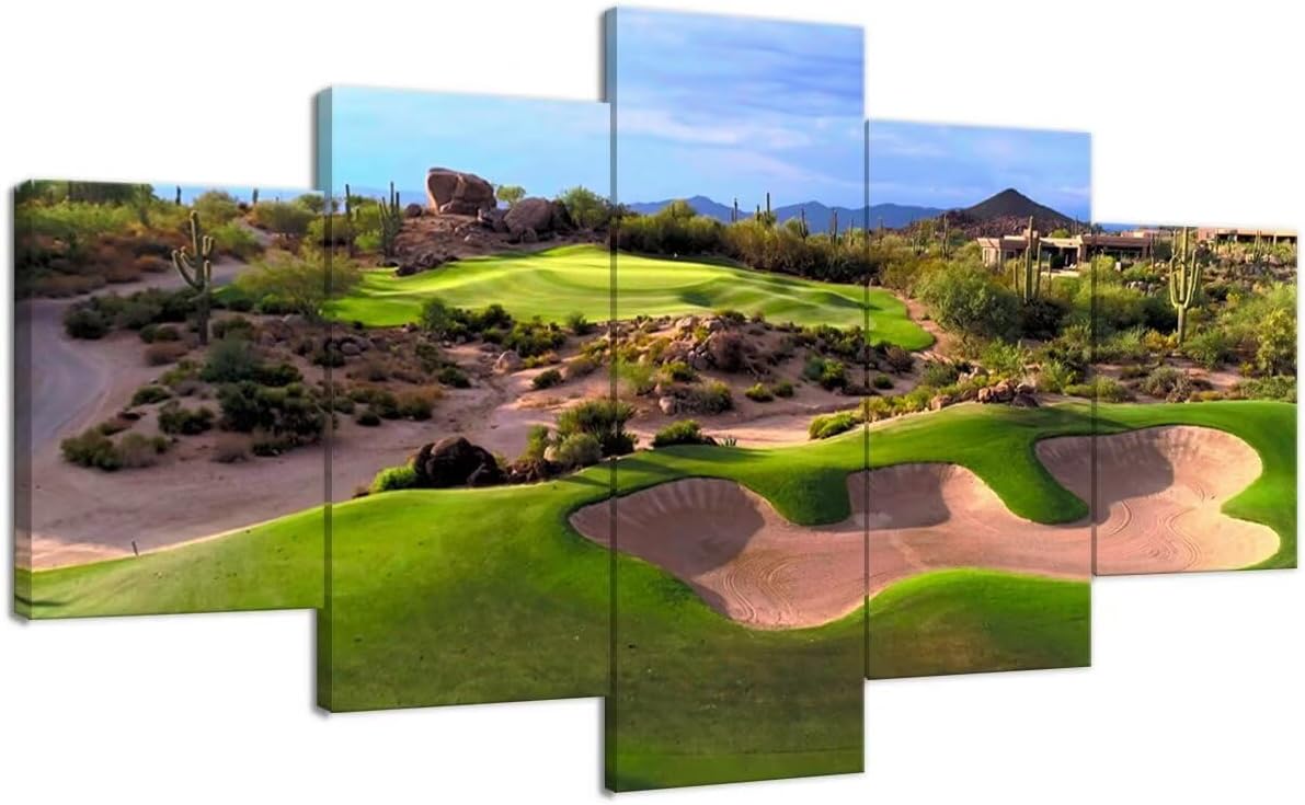 chenchenArt Arte de pared de campo de golf del desierto de Arizona para sala de estar, dormitorio, baño, decoración del hogar, campos de golf de