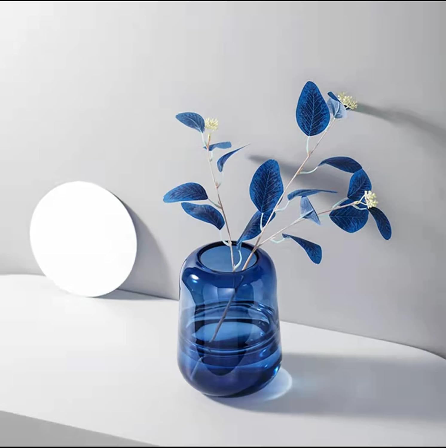 Jarrón minimalista moderno, jarrón de cristal, jarrón, florero de flores, florero seco (azul
