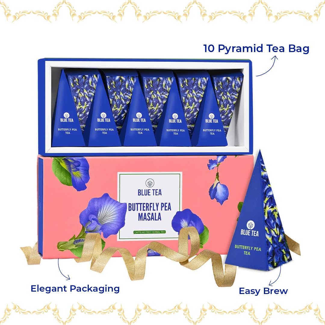 BLUE TEA – Regalo de té Chai Masala Butterfly Pea  Regalo de hierbas  El mejor regalo para cualquier ocasión – Sin cafeína – Regalo a base de flores