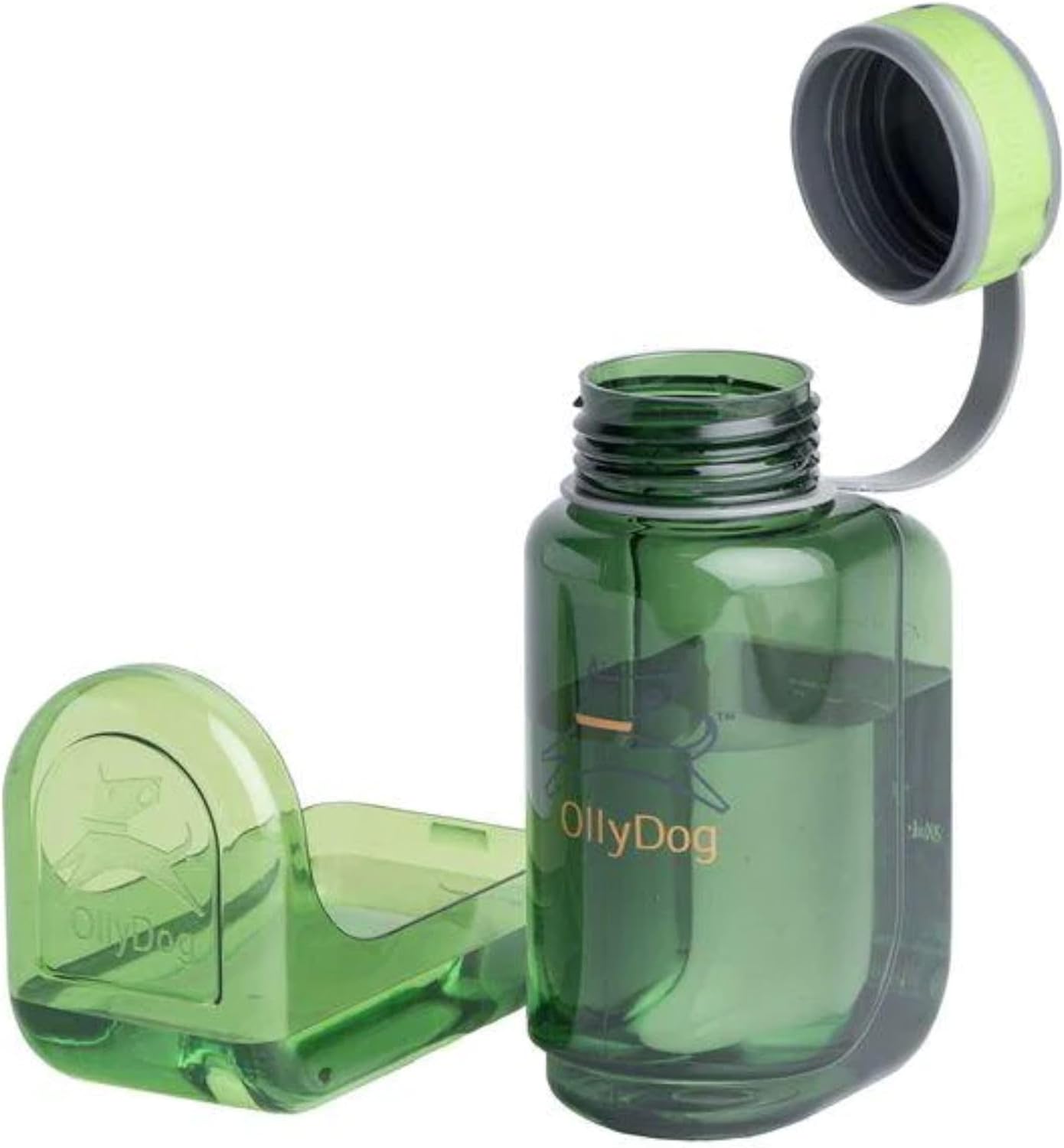 OllyDog OllyBottle – Botella de agua para perros, dispensador de agua para mascotas con cuenco desmontable, accesorios para mascotas para caminar al