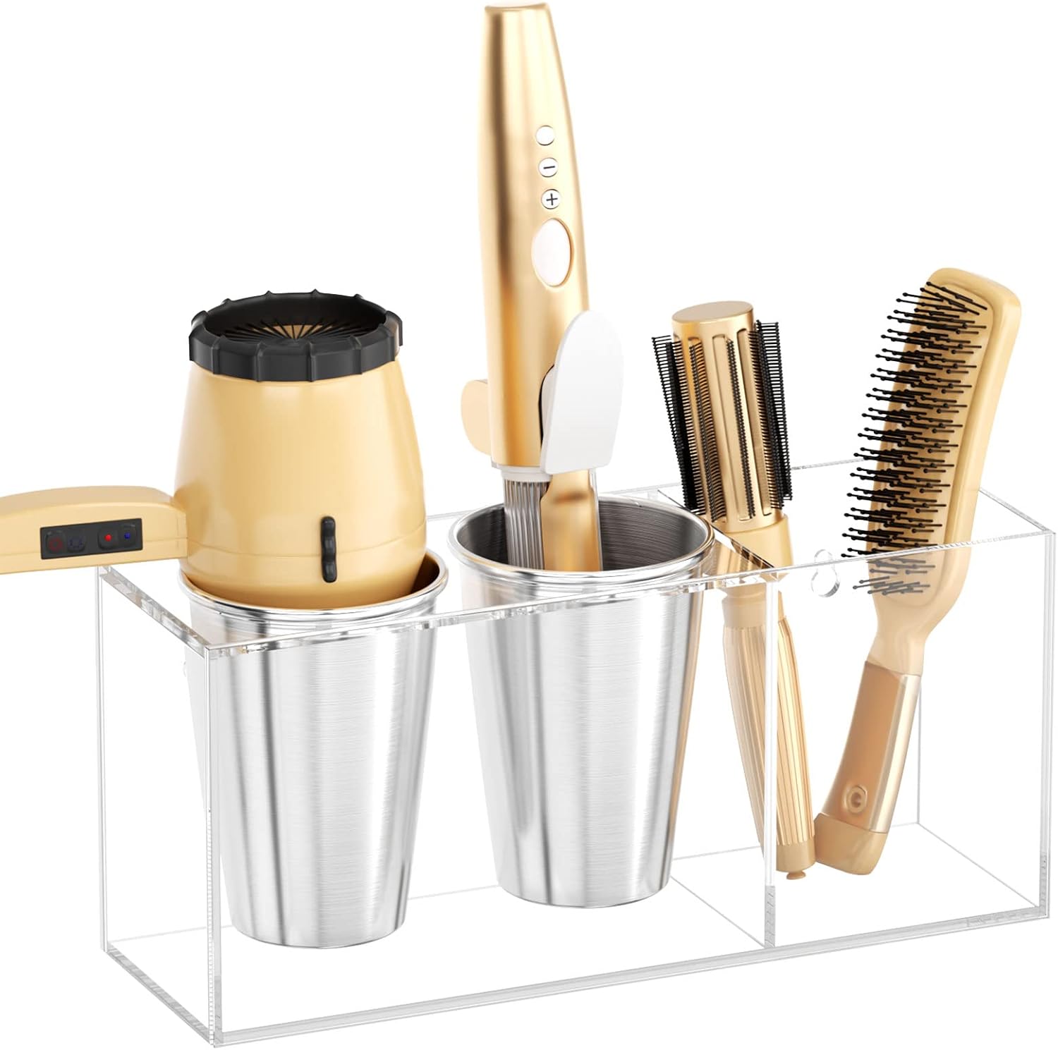 NIUBEE Soporte para secador de pelo, organizador de herramientas para el cabello, soporte de pared, soporte para secadora de pelo, puerta de