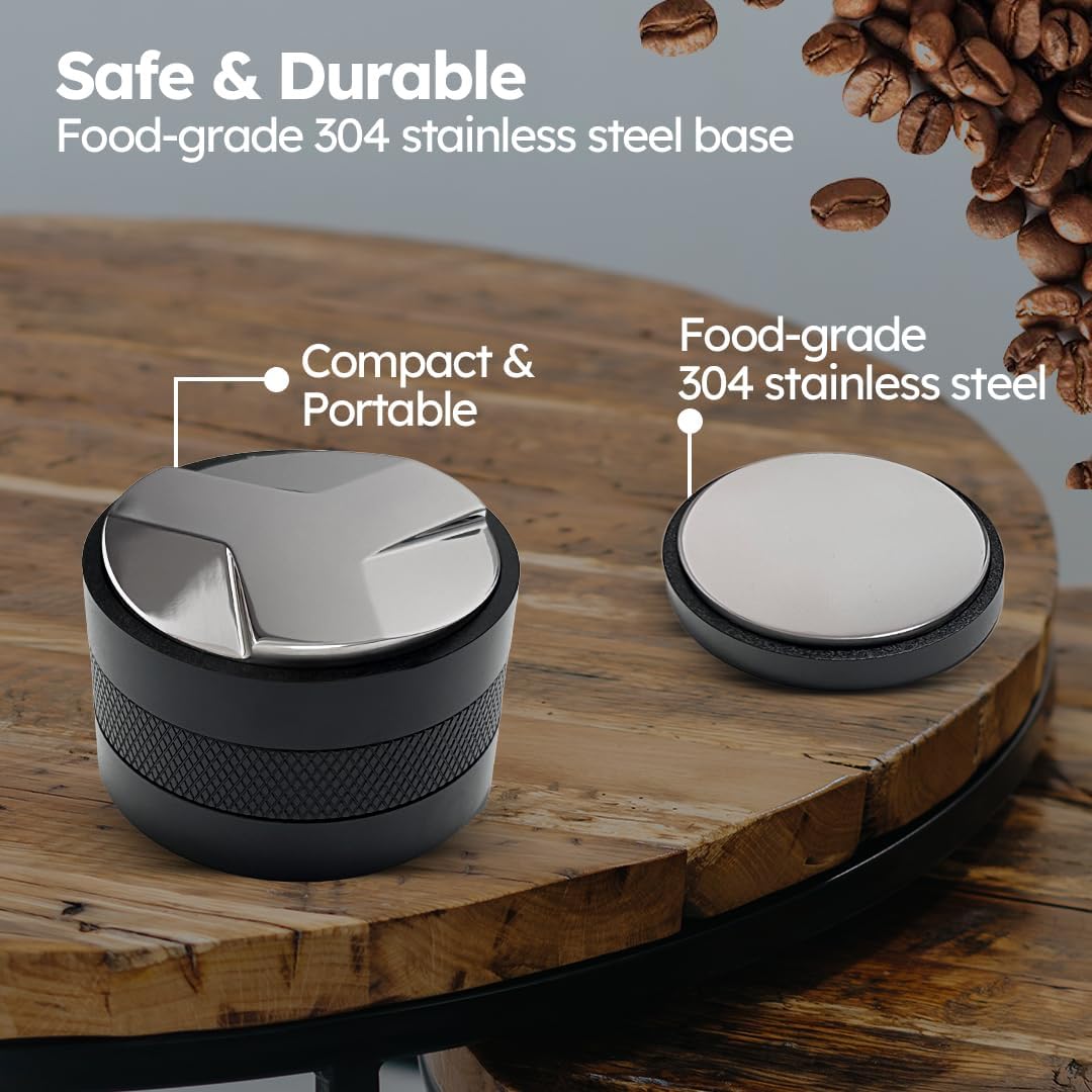 Espresso Tamper 2.283 in, distribuidor profesional de café y manipulador de mano, profundidad ajustable para todos los portafiltros de espresso de