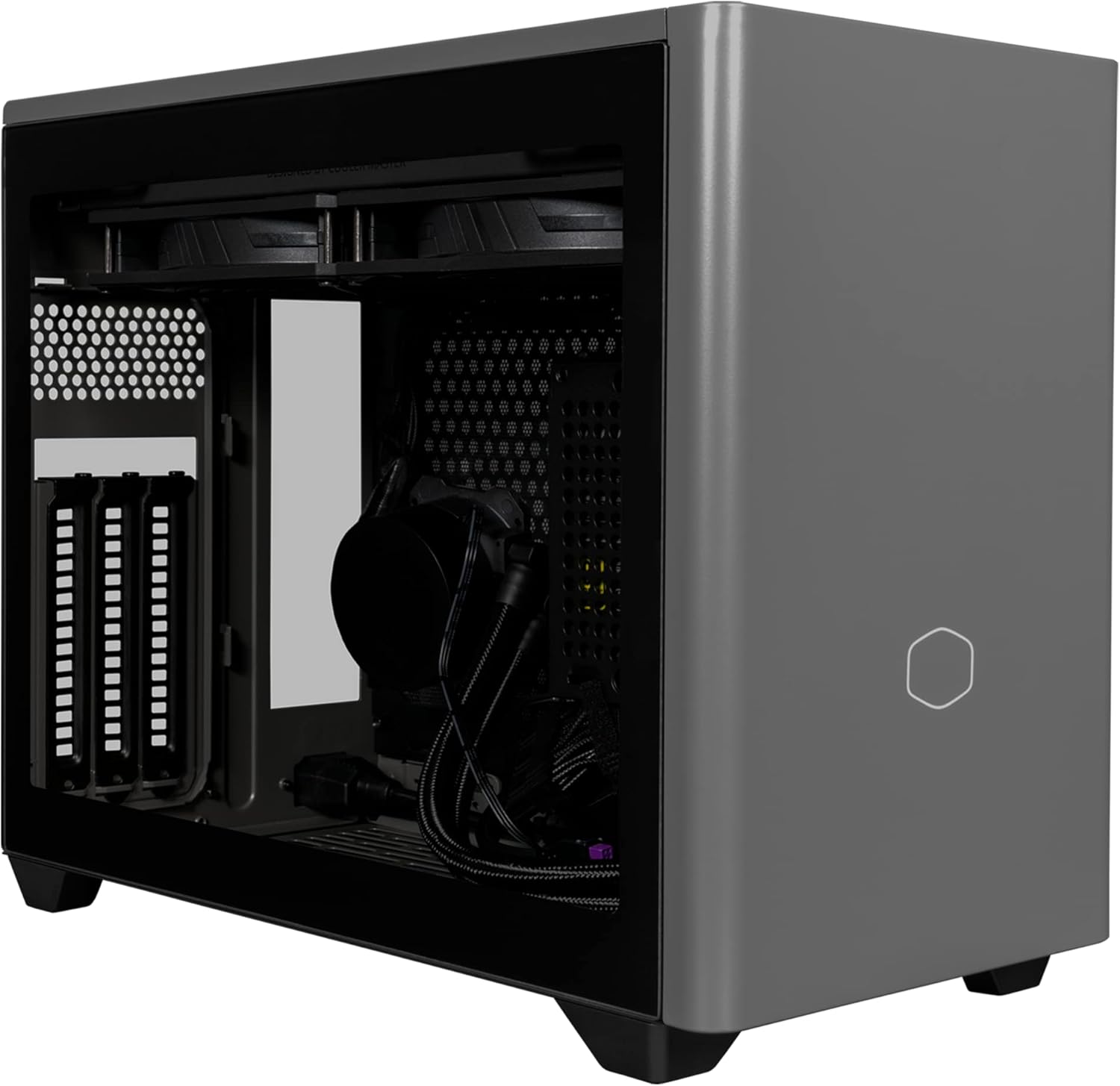 Cooler Master Funda NR200P MAX Mini-ITX con AIO de 11.024 in, 850 W SFX PSU, montaje vertical de GPU, elevador PCIe Gen4, vidrio o panel ventilado