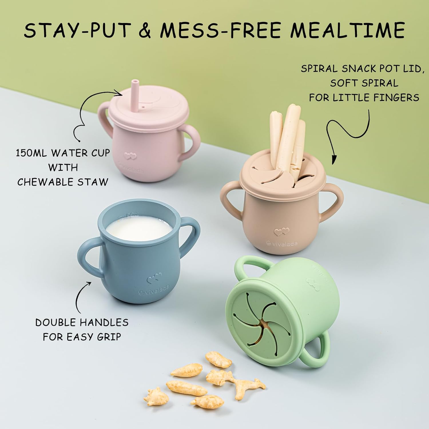 Juego de alimentación de silicona para bebés, suministros de destete para bebés, placa de succión para bebés con tapa y cuenco, cucharas de