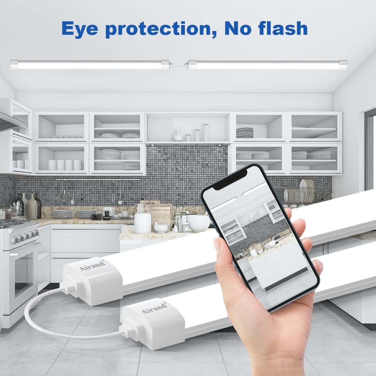 Luz LED de garaje de 5 pies con cable de enchufe, luces LED impermeables de 5000 K para debajo del gabinete, luces de tubo de iluminación de 45 W