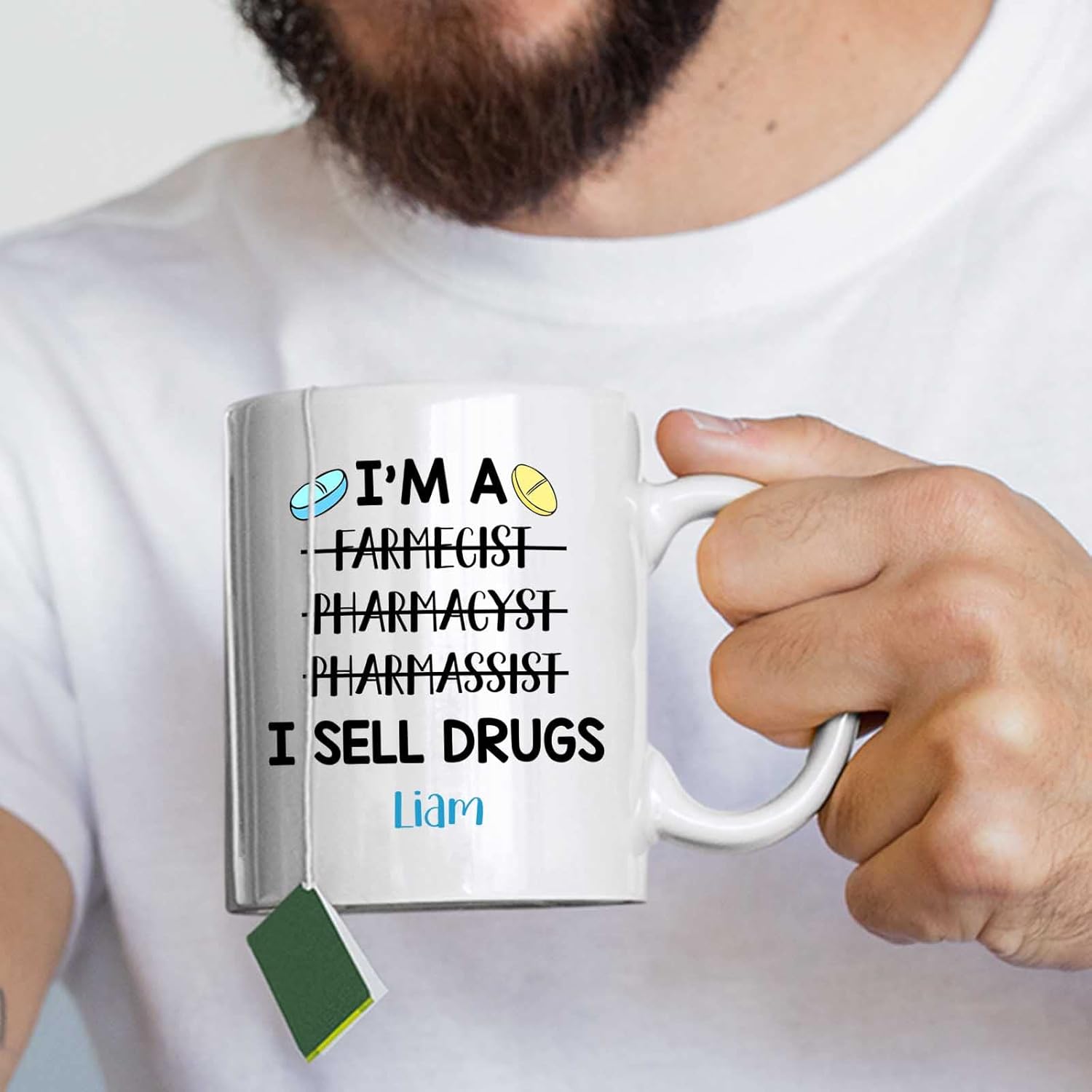 Taza de farmacéutico personalizada, taza con texto en inglés “I Sell Drugs Mug I Sell Drugs Cup, Custom Pharmacheist”, Taza de café farmacéutico,