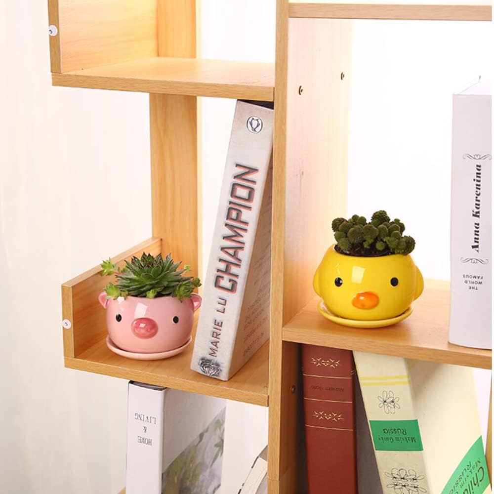 Macetas de cerámica con forma de animal lindo cactus suculento con bandeja (planta no incluida) (pequeño, pato)