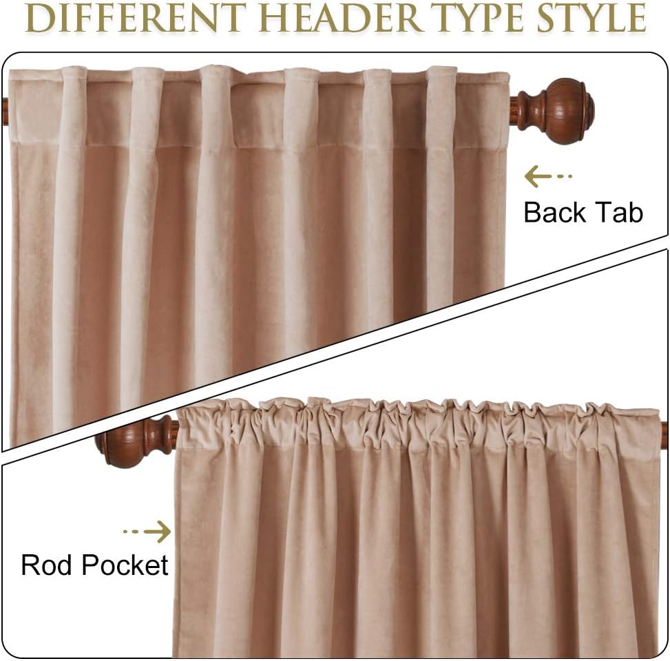 StangH Cortinas de terciopelo beige rubor de 84 pulgadas, decoración de casa de campo para oficina, cortinas suaves para dormitorio, oscurecimiento