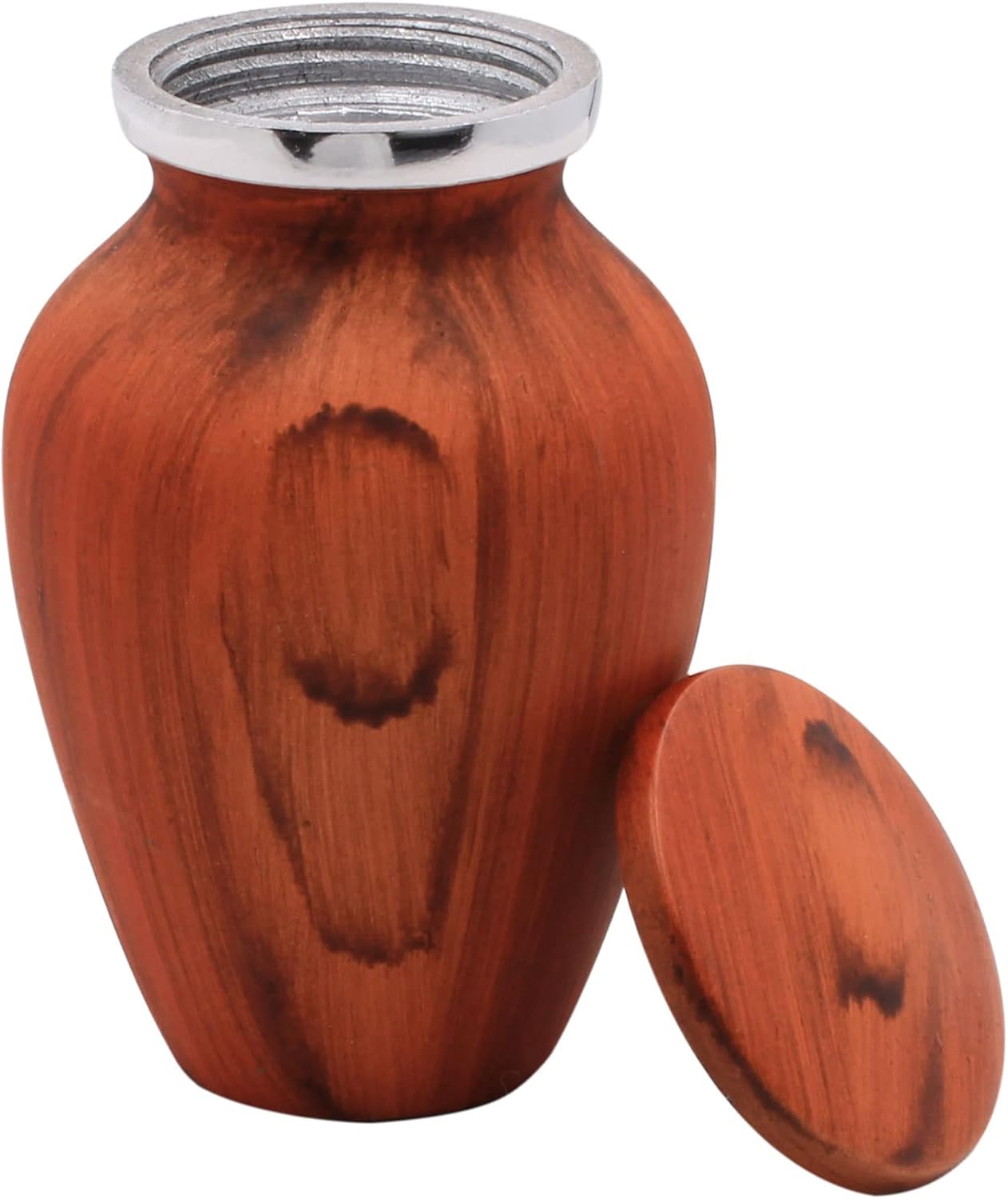 Paquete de 4 urnas de cremación de recuerdo con acabado de madera para cenizas, urnas de aluminio con acabado de madera pintada, capacidad de 3